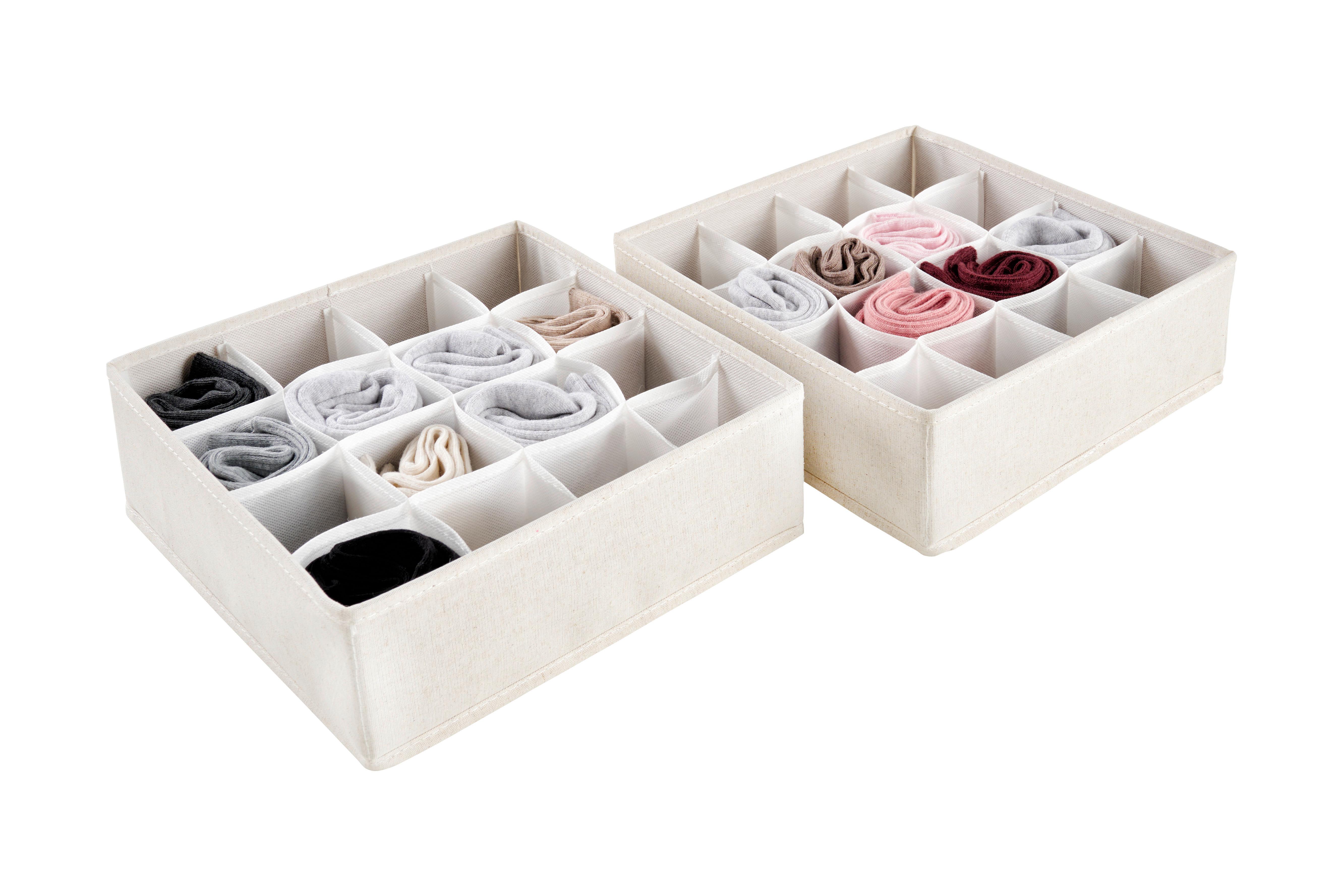 FÖRVARINGSLÅDOR SET LOUIS - SOCKS 2PCS - beige, Modern, papper/textil (28/10.5/28cm) - Mömax