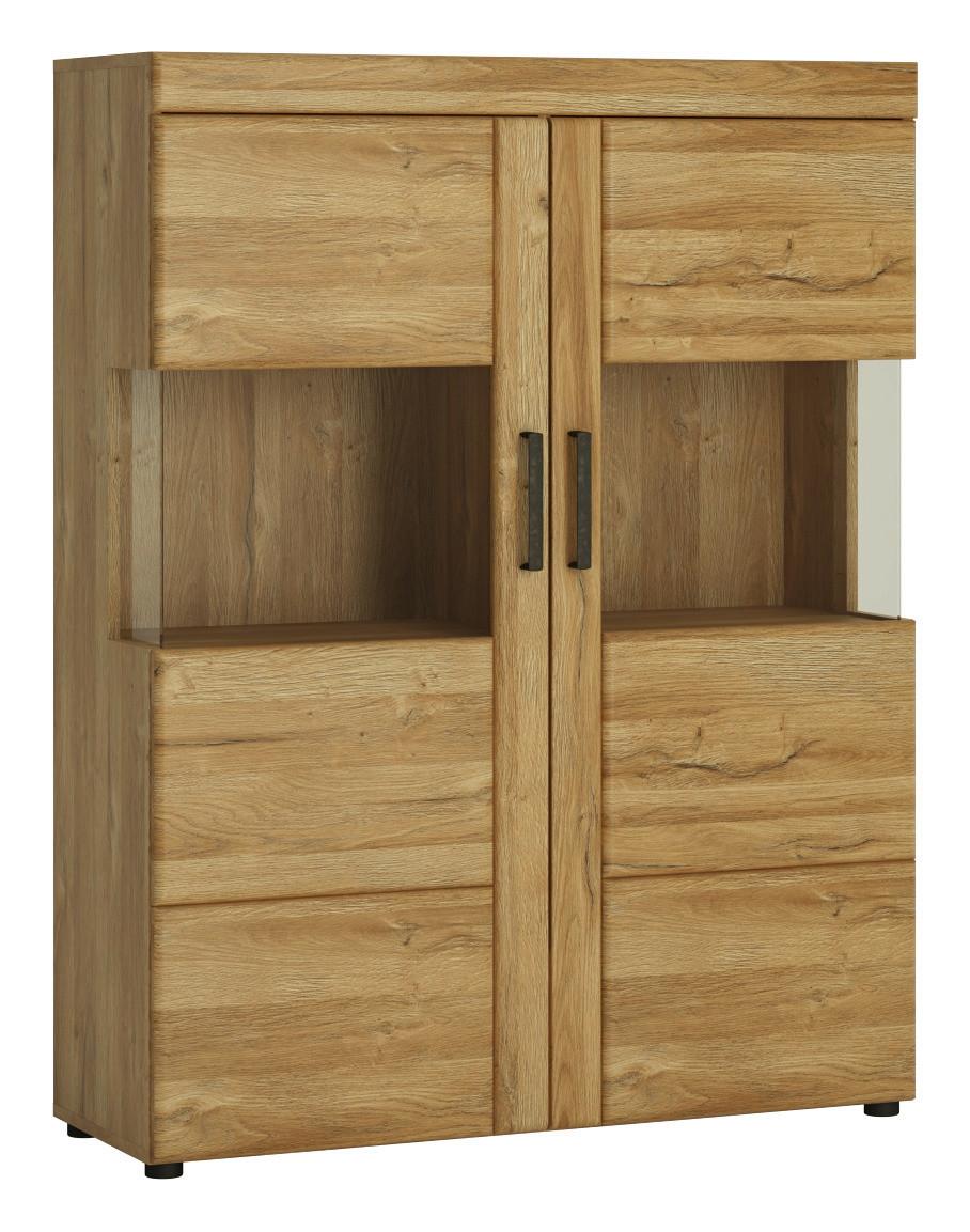 Vitrina Cortina, Barva Hrasta - črna/barve hrasta, Moderno, kovina/umetna masa (101,9/133/37,4cm)