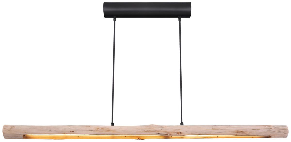 LAMPA WISZĄCA LED LEND - kolor naturalny/czarny, Design, materiał drewnopochodny/metal (120/8/150cm) - Novel