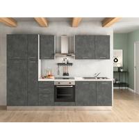 Küchenblock Afrodite 300 m. Geräten Dunkelgrau - Dunkelgrau/Alufarben, LIFESTYLE, Holzwerkstoff/Kunststoff (300cm) - MID.YOU
