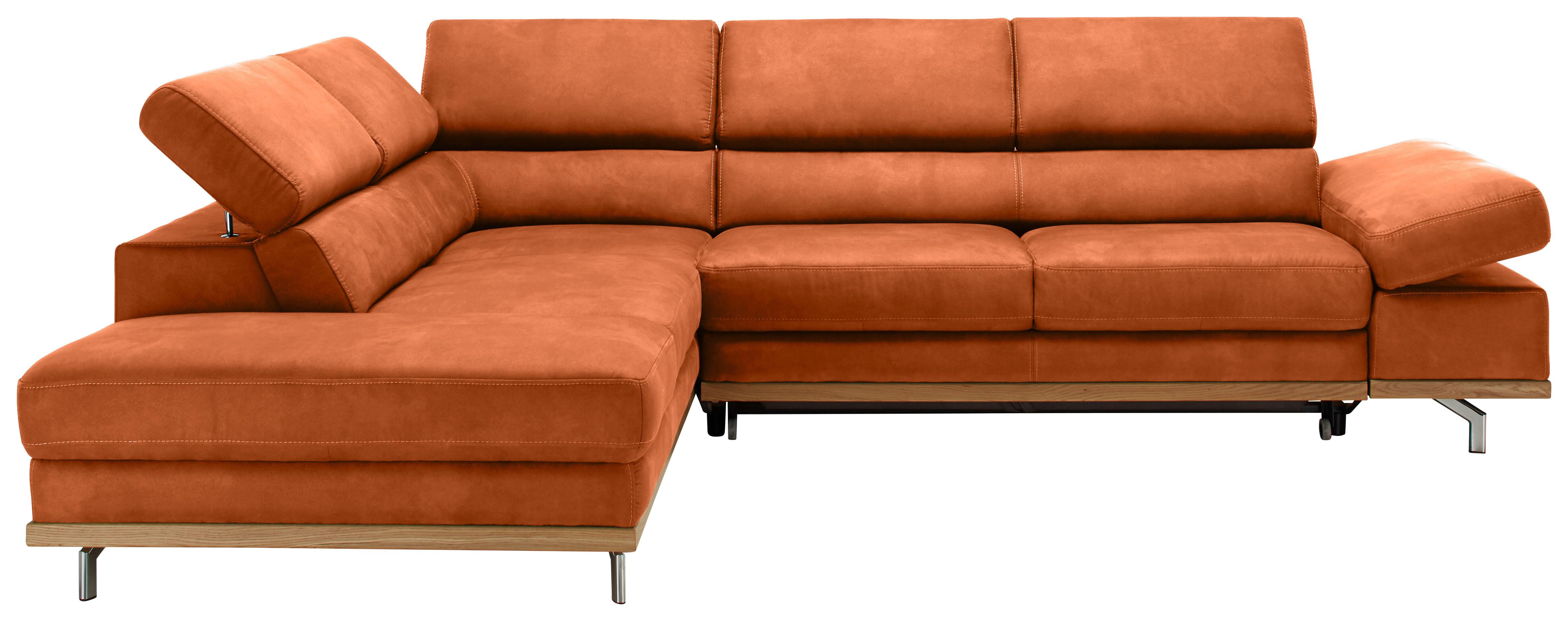 Ecksofa Carmen Orange - Chromfarben/Schwarz, KONVENTIONELL, Holz/Textil (292/93/226cm) - Based