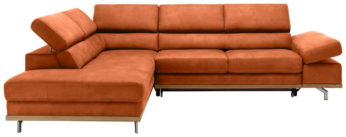 Ecksofa Carmen Orange - Chromfarben/Schwarz, KONVENTIONELL, Holz/Textil (292/93/226cm) - Based