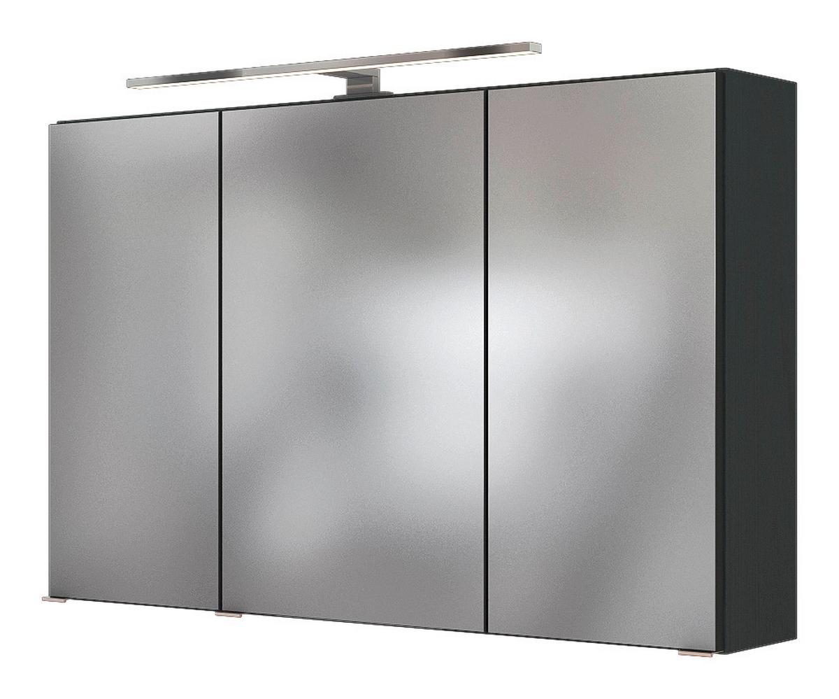Badezimmer Pienza mit LED ca. 100 cm Grau/Eiche - Eichefarben/Weiß, Basics, Keramik/Holzwerkstoff (100cm) - Held
