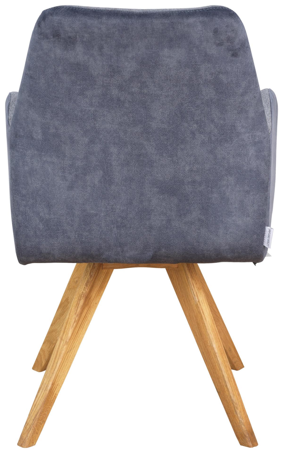 KRZESŁO Z PODŁOKIETNIKAMI VERONA - kolor dębowy/ciemnoszary, Konventionell, drewno/tkanina (61/88/69cm) - Linea Natura