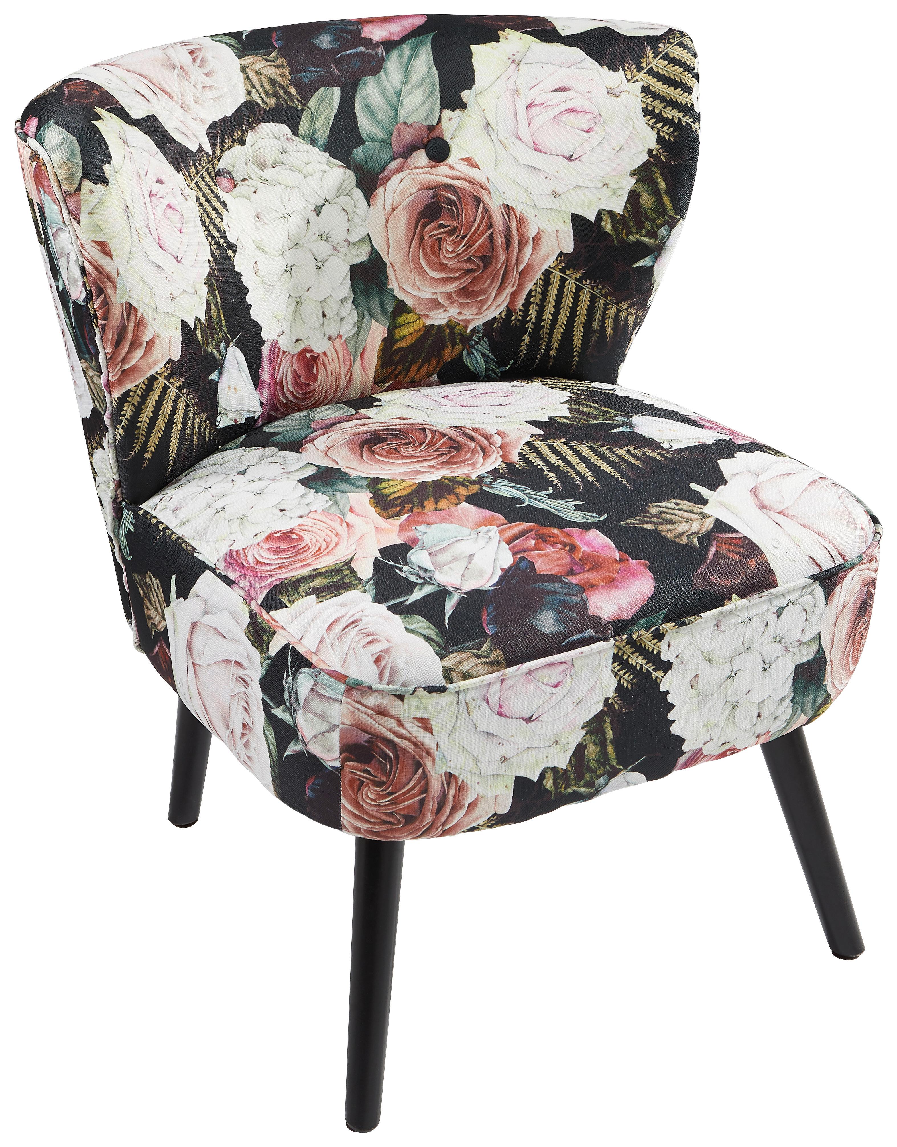 FOTEL CONNY - czarny/różnokolorowy, Trend, drewno/tkanina (63/76/70cm) - Carryhome