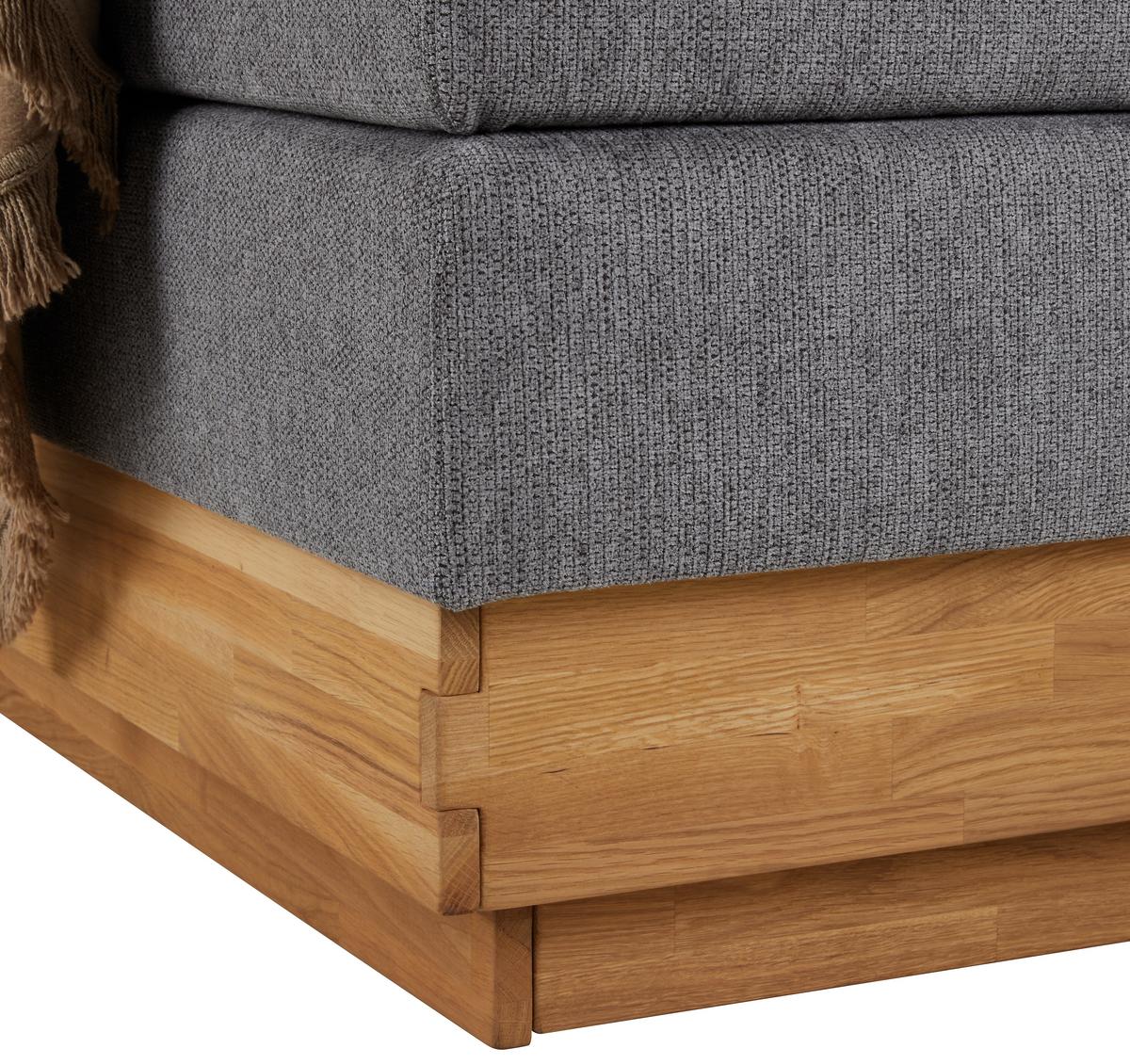 Boxspringbett Marissa in Grau ca. 180x200cm - Schwarz/Grau, KONVENTIONELL, Holz/Textil (180/200cm) - Premium Living
