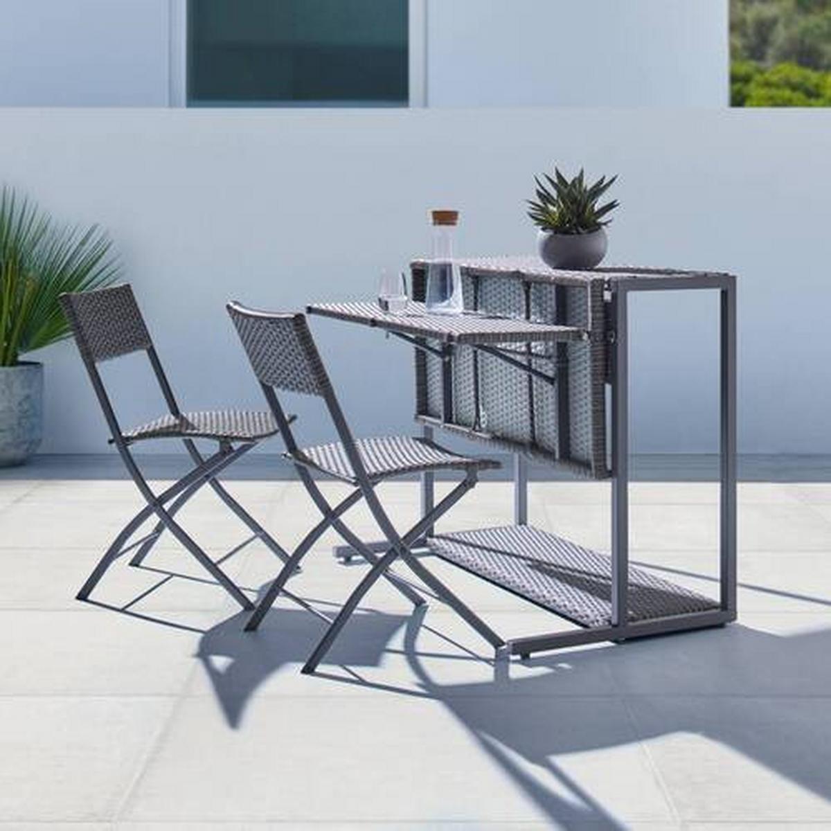 Set balcon Mario - gri deschis/gri, Modern, plastic/metal (110/86,5/80cm) - Bessagi Garden
