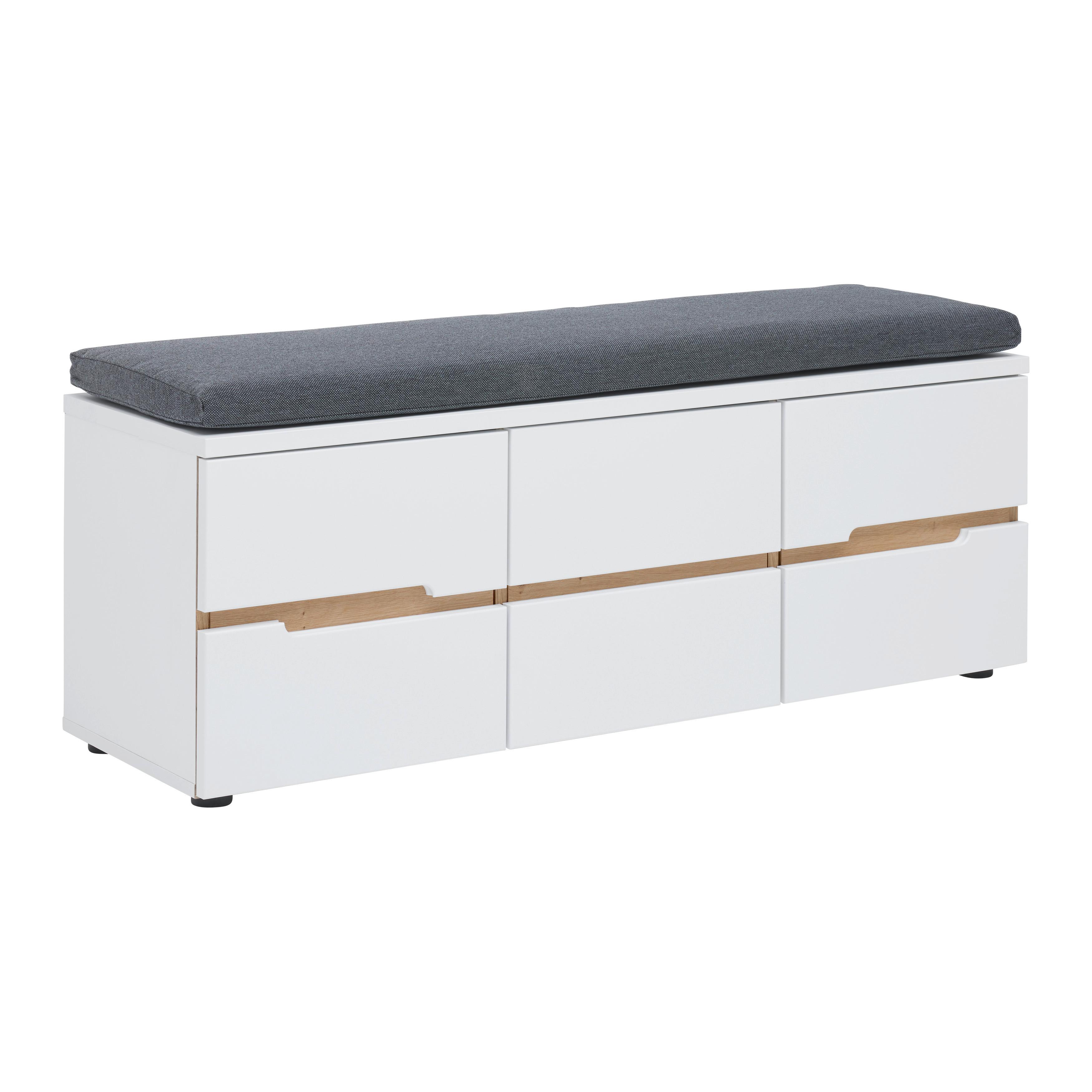 Garderobenbank Dallas Weiß/Eiche Artisan - Schwarz/Weiß, MODERN, Holzwerkstoff/Textil (120/48/38cm) - Mömax