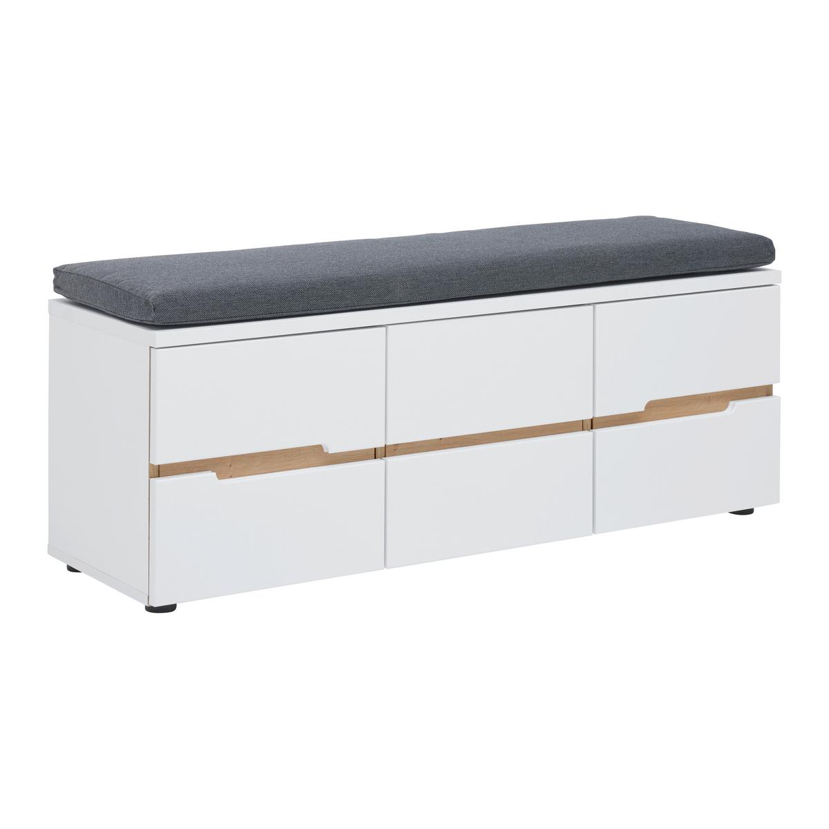 Garderobenbank Dallas Weiß/Eiche Artisan - Schwarz/Weiß, MODERN, Holzwerkstoff/Textil (120/48/38cm) - Mömax