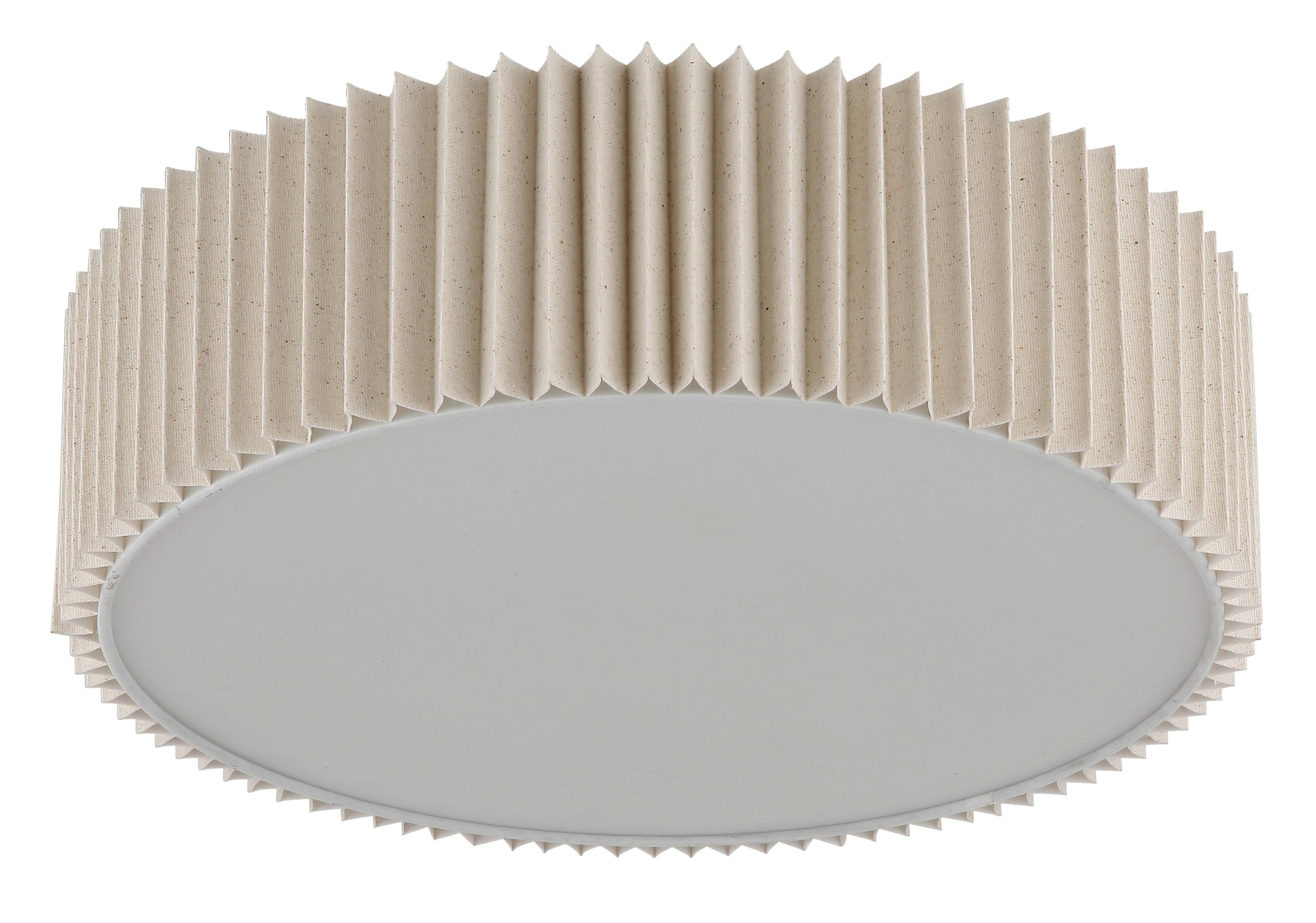 DECKENLEUCHTE 15757D PAGE - Weiss/Naturfarben, Konventionell, Kunststoff/Textil (43/13cm) - Globo