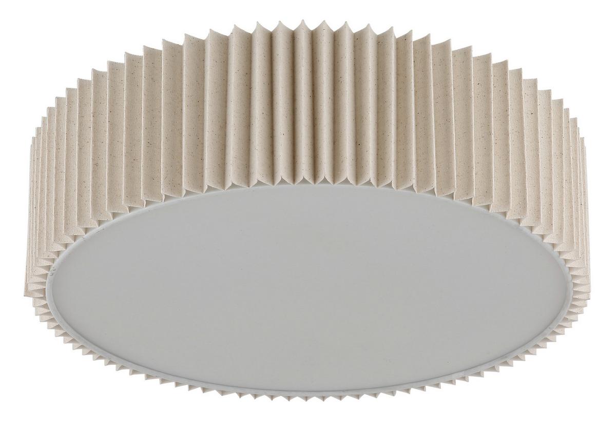 DECKENLEUCHTE 15757D PAGE - Weiss/Naturfarben, Konventionell, Kunststoff/Textil (43/13cm) - Globo