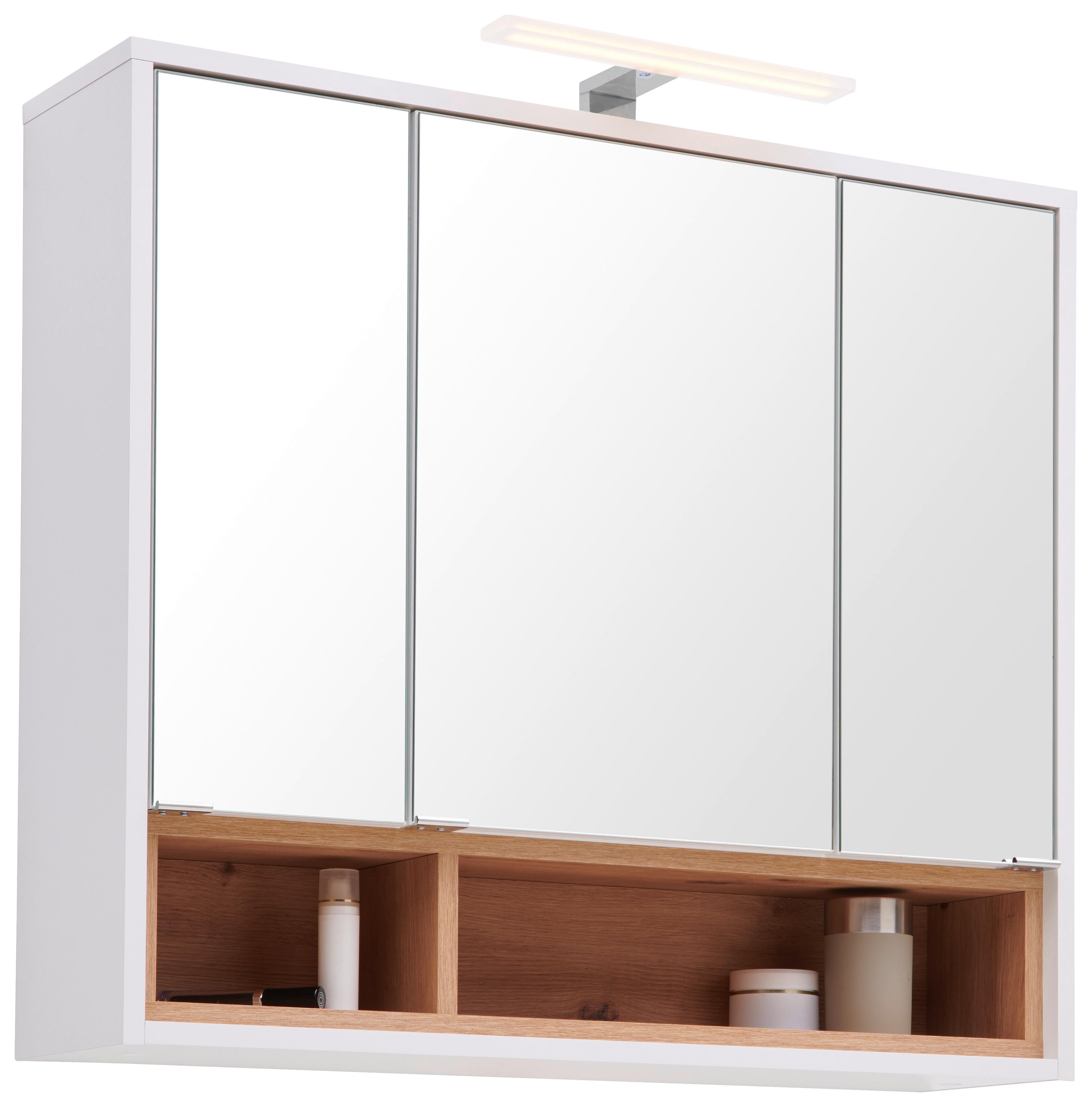 Element S Ogledalom Milano - bijela/boje kroma, Moderno, drvni materijal/metal (80/72/23cm) - Mömax
