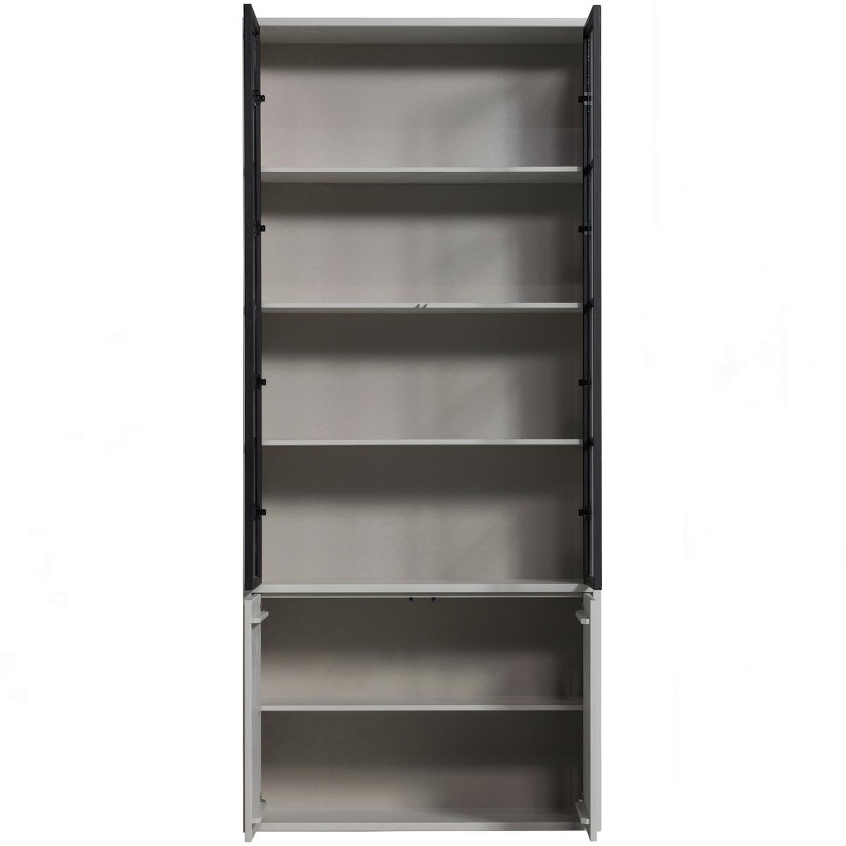 Vitrine Basic Grau - Schwarz/Grau, Design, Glas/Holz (101/230/40cm) - Livetastic