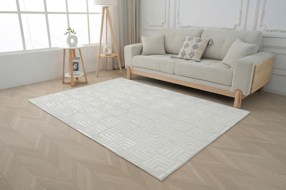 Flachwebeteppich Calma 325 Weiss 120 X 160 Cm - Weiss, Basics, Textil (120/160cm) - Kayoom