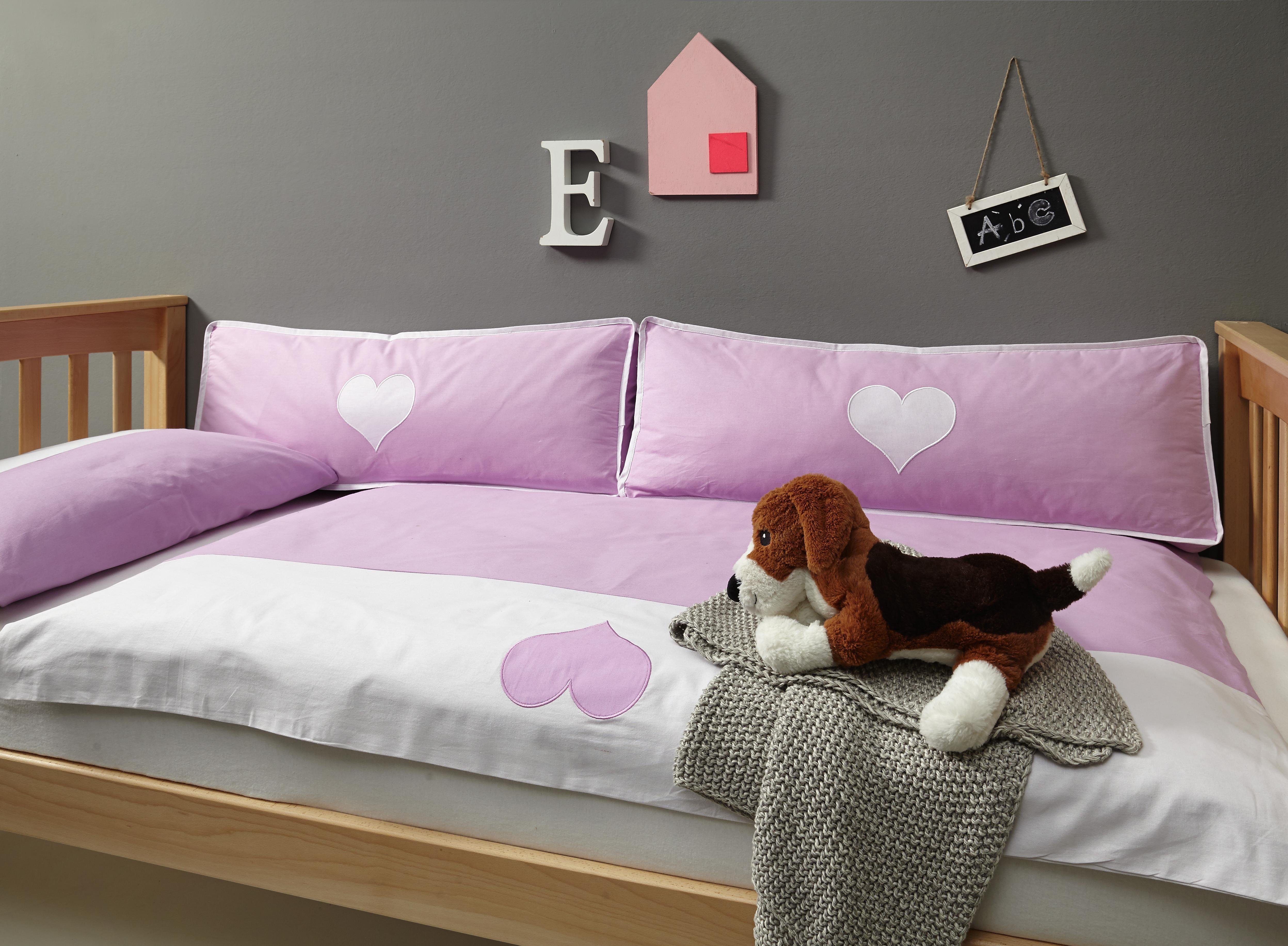 KINDERBETTWÄSCHE BETTWÄSCHE 2-TEILIG - Flieder/Weiß, Design, Textil