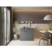 Miniküche Oliver o. Geräte ca. 100cm Grau - Schwarz/Grau, Trend, Holzwerkstoff/Metall (100cm) - Respekta