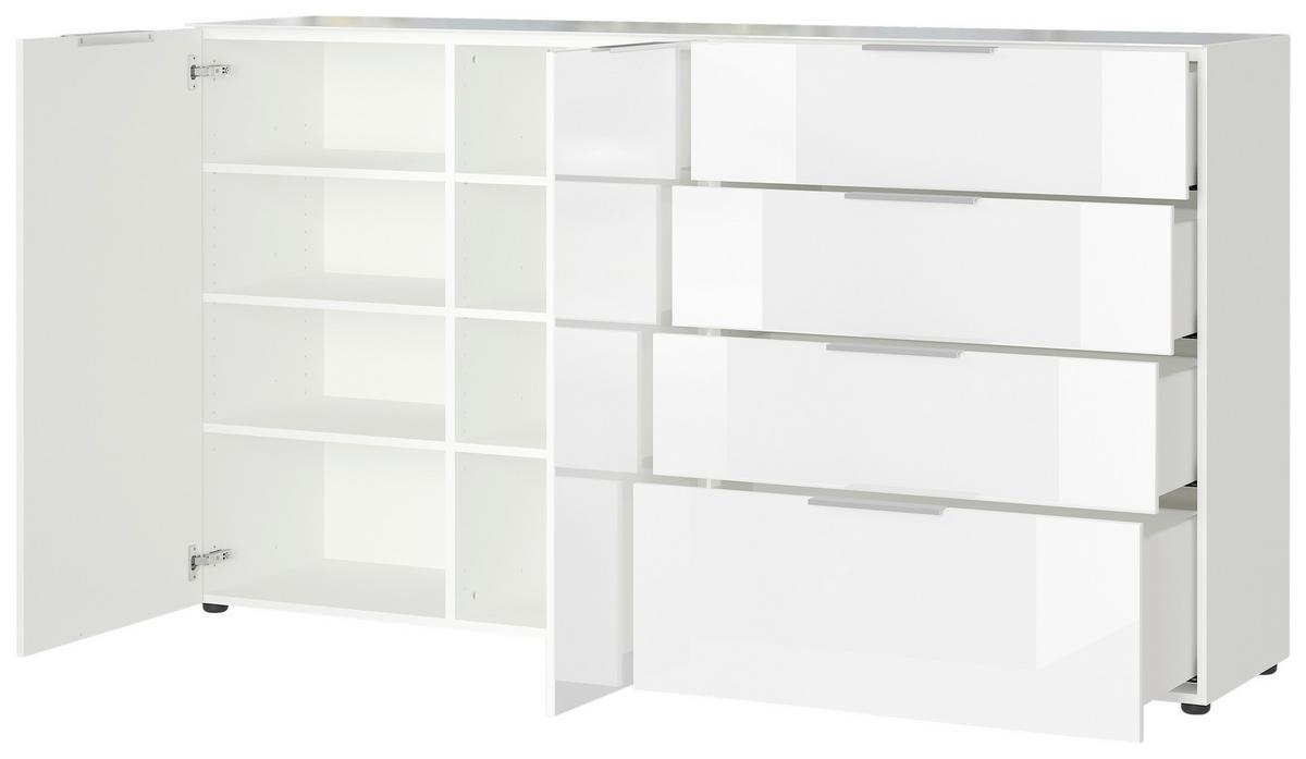 KOMODA SZEROKA OAKLAND - biały/czarny, Modern, materiał drewnopochodny/tworzywo sztuczne (184/102/42cm) - Premium Living