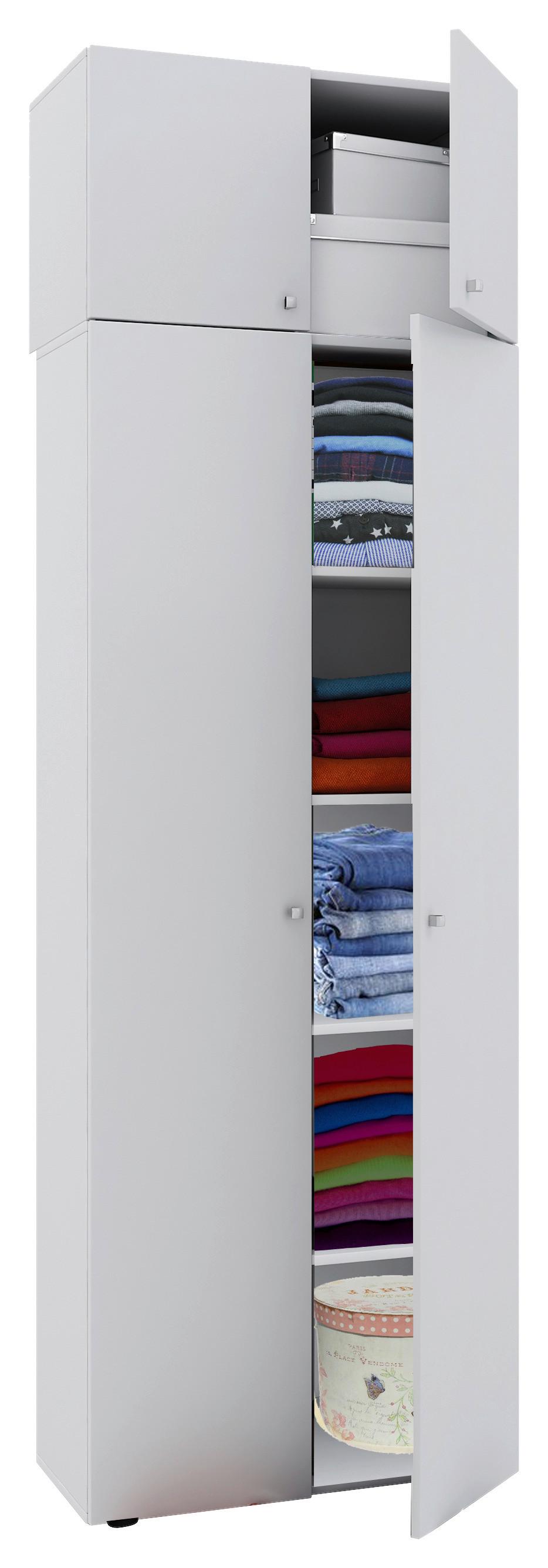 Mehrzweckschrank Vandol I Weiß 5-Fächer - Schwarz/Weiß, MODERN, Holzwerkstoff/Kunststoff (70/218/39cm) - MID.YOU