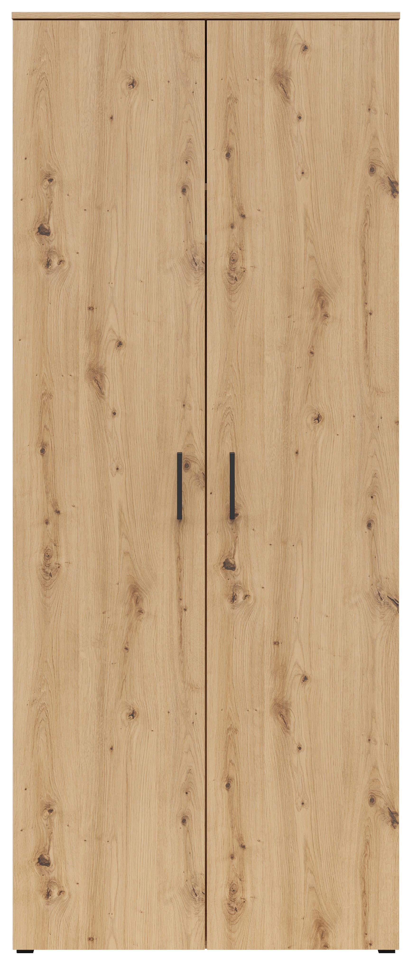 Schrank Multistauraum Eiche Artisan - Schwarz/Eiche Artisan, MODERN, Holzwerkstoff/Kunststoff (80/195/52cm) - Mömax