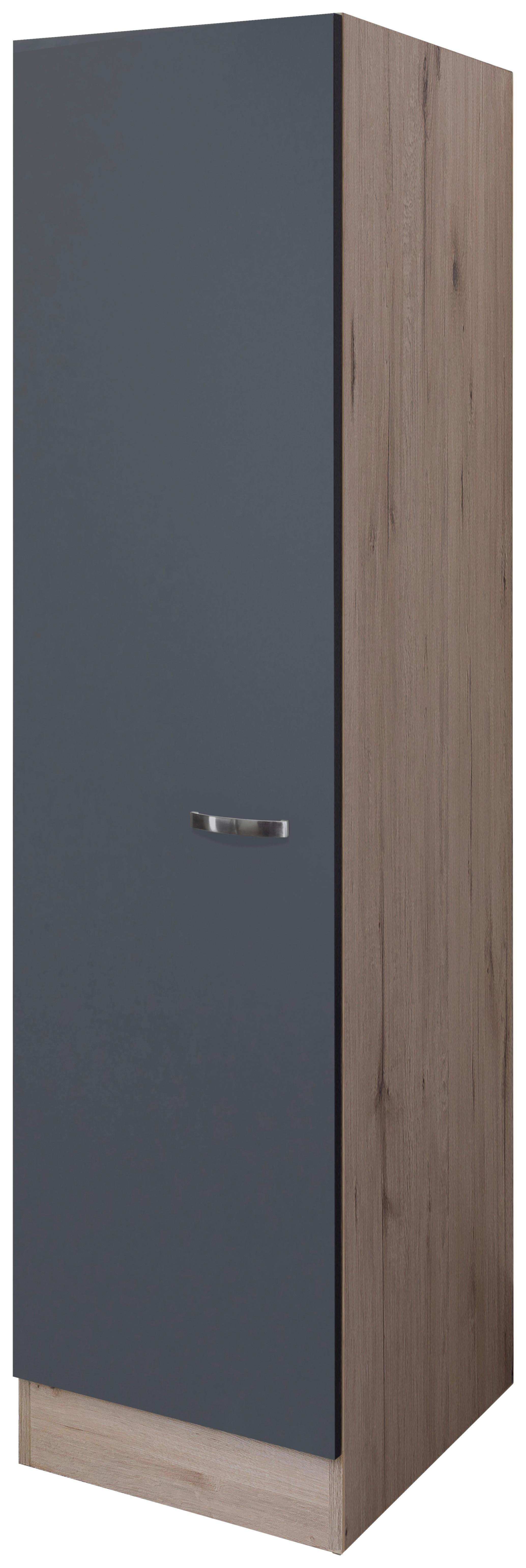 Geschirrschrank Shadow ca. 50x200x57 cm Grau/Eiche - Edelstahlfarben/Dunkelgrau, MODERN, Holzwerkstoff/Metall (50/200/57cm) - FlexWell