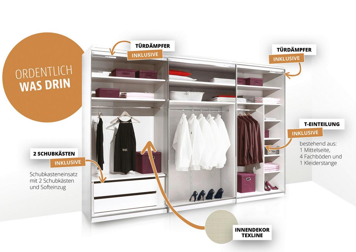 SZAFA PRZESUWNA/PODWIESZ.DRZWI PRIMO - biały/kolor aluminiowy, materiał drewnopochodny/metal (249/222/68cm) - Moderano