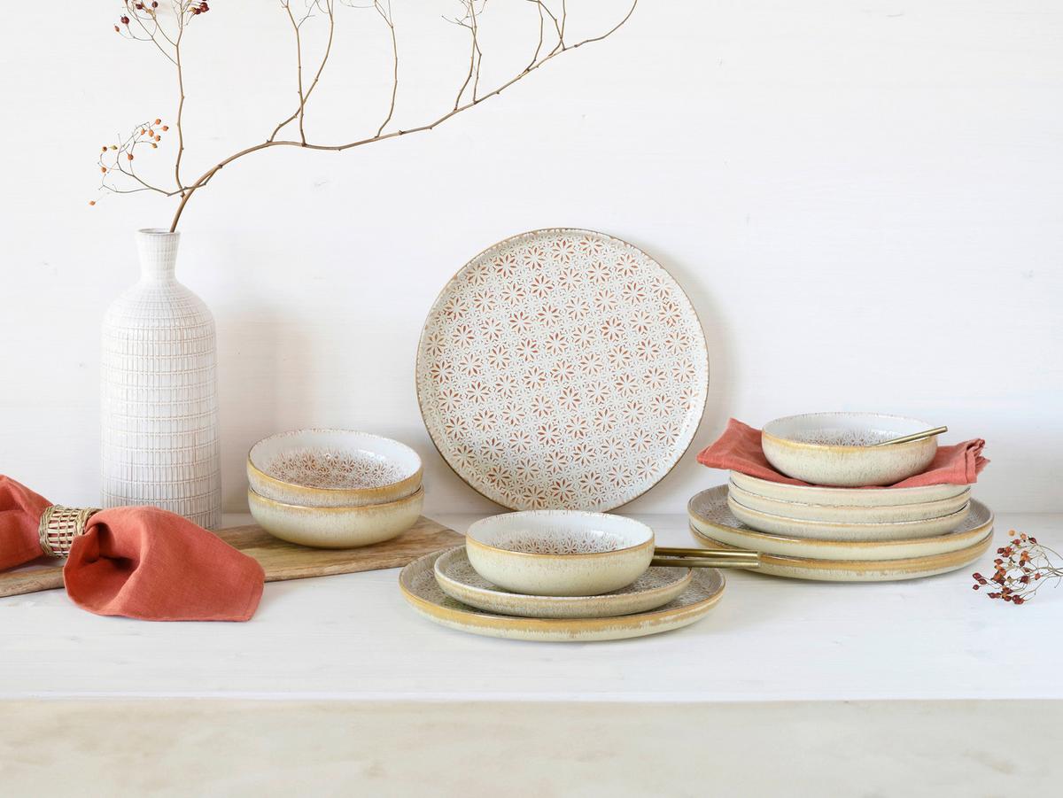 Jedilni Servis Emiliana Peach, 12-Delni - roza/krem barve, Basics, keramika - Creatable