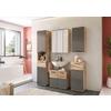 Badezimmer-Set MASON 5-teilig, Grau/Eichefarben - Eichefarben/Schwarz, MODERN, Glas/Holzwerkstoff (130cm) - MID.YOU