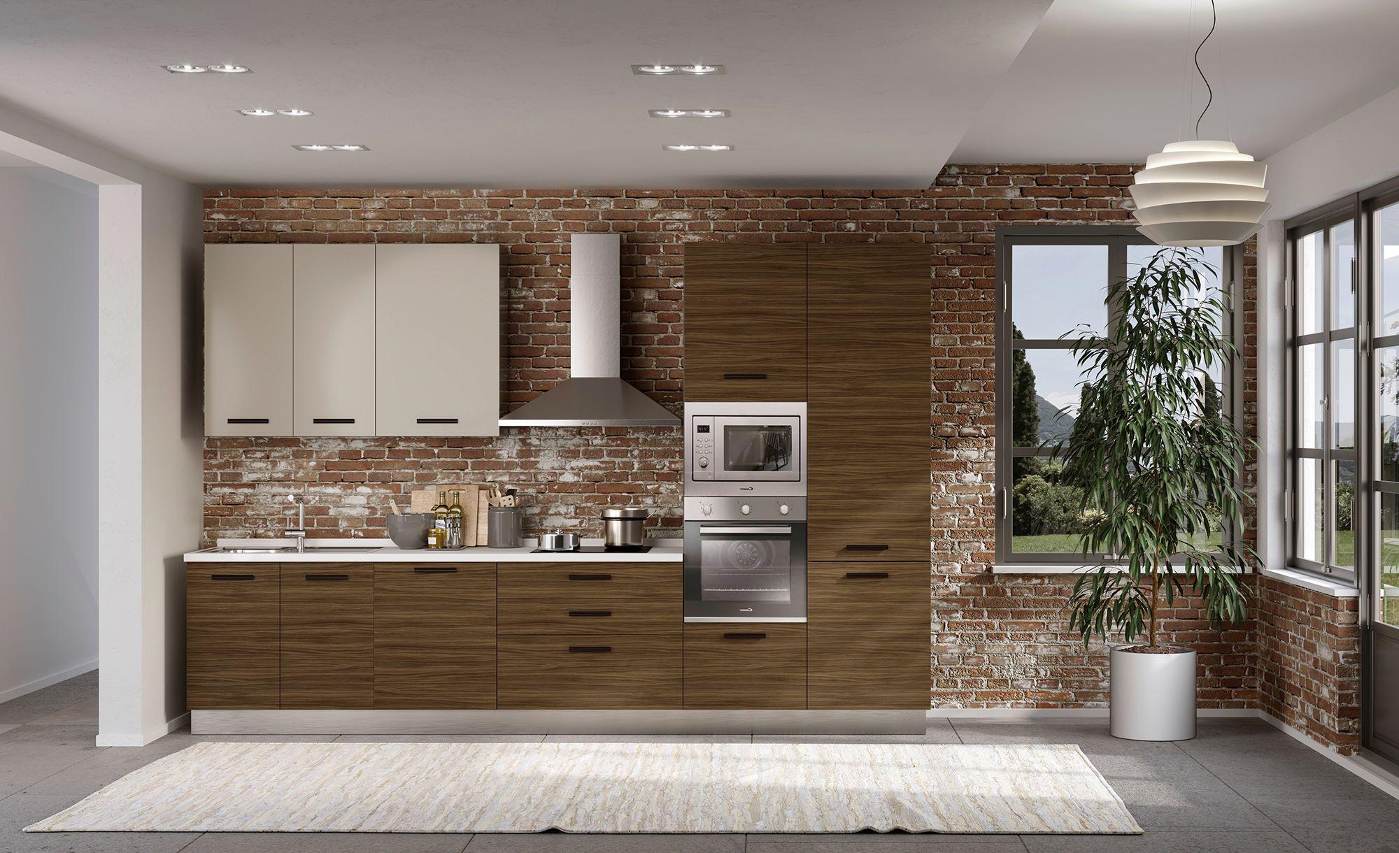 Blok Kuhinja S Aparatima Noce Tonale - siva/boje oraha, Moderno, drvni materijal/metal (360/240/60cm) - Mömax