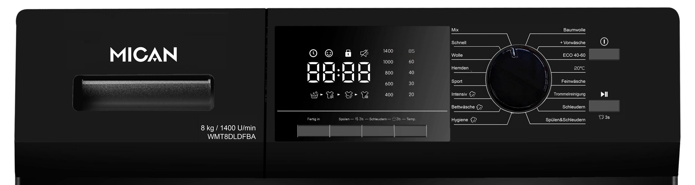 Waschmaschine WMT8DLDFBA - Schwarz, Basics, Metall (52/59,5/85cm) - Mican