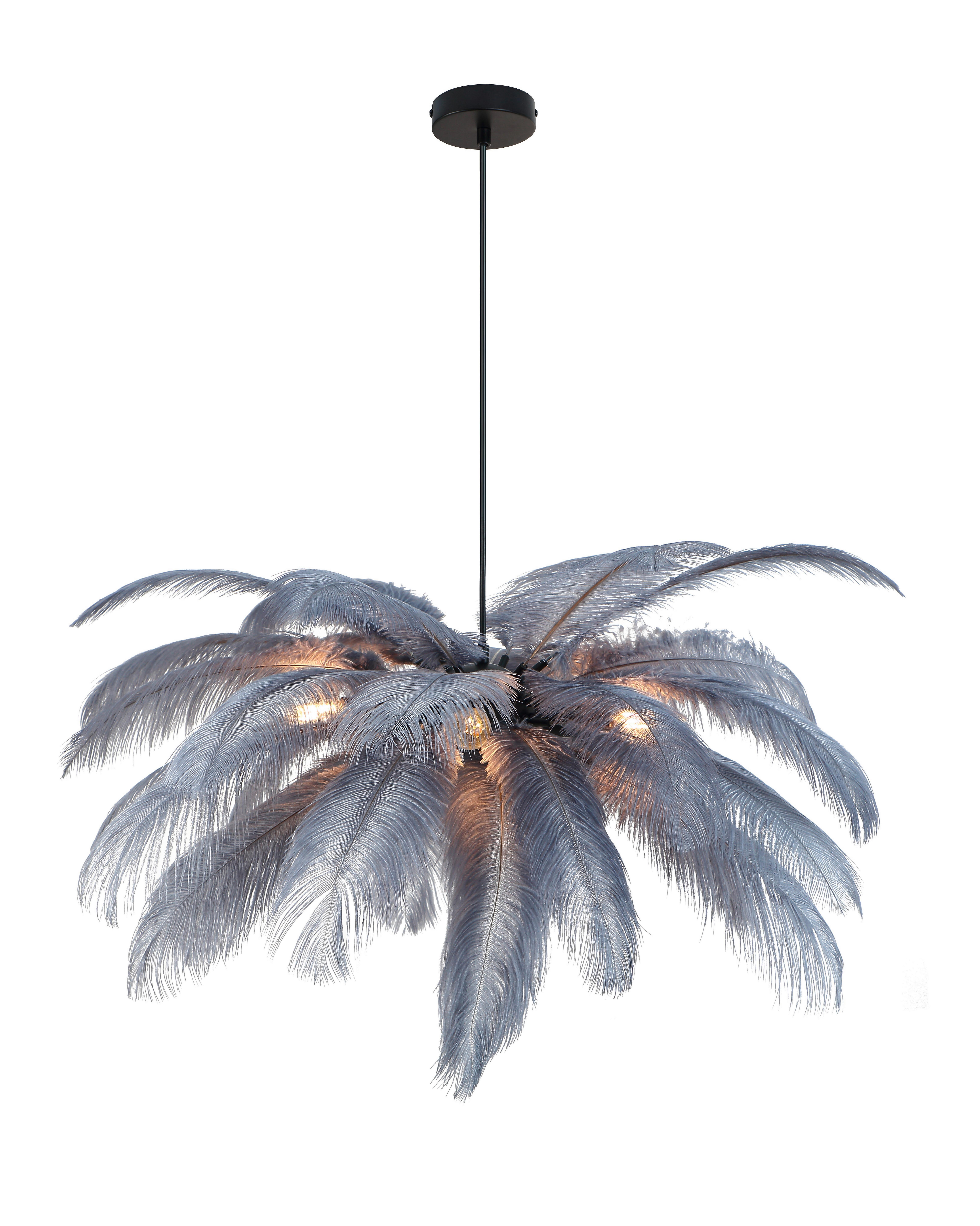 Hängeleuchte Fedi Grau/Schwarz max. 3 Watt - Schwarz/Grau, MODERN, Textil/Metall (55/120cm)