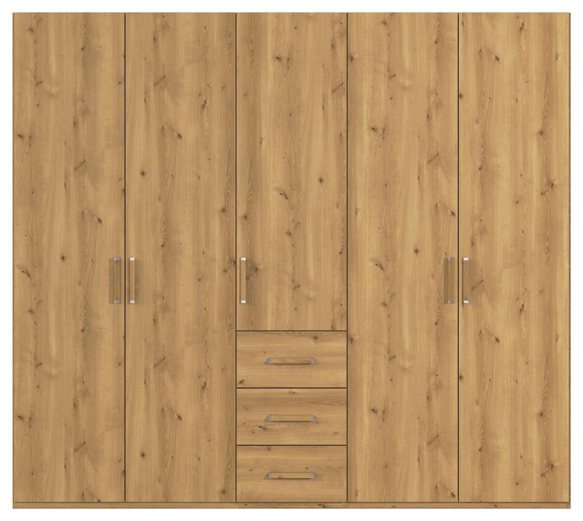 Omara S Klasičnimi Vrati Evelyn, Barva Hrasta - barve hrasta, Design, umetna masa/leseni material (251/223/60cm) - Novel