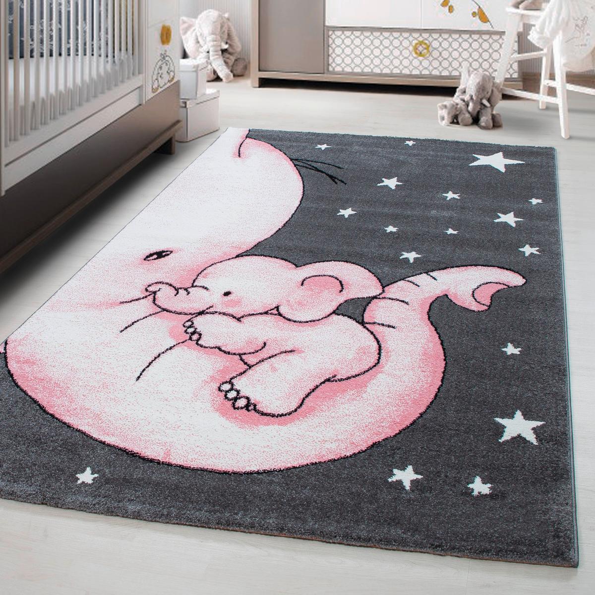 Otroška Preproga Kids, 160x230cm, Siva, Bela, Roza - pink/siva, Trend, tekstil (160/230cm) - Ben'n'jen
