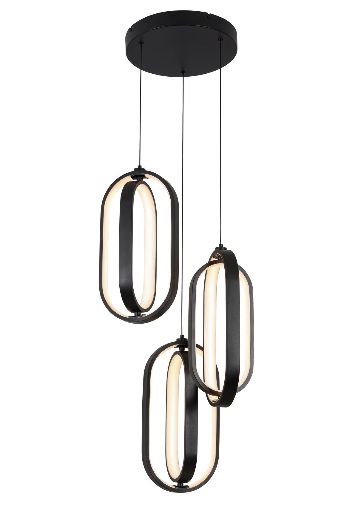 LAMPA WISZĄCA LED NIMA - czarny, Design, tworzywo sztuczne/metal (34/250cm) - Novel