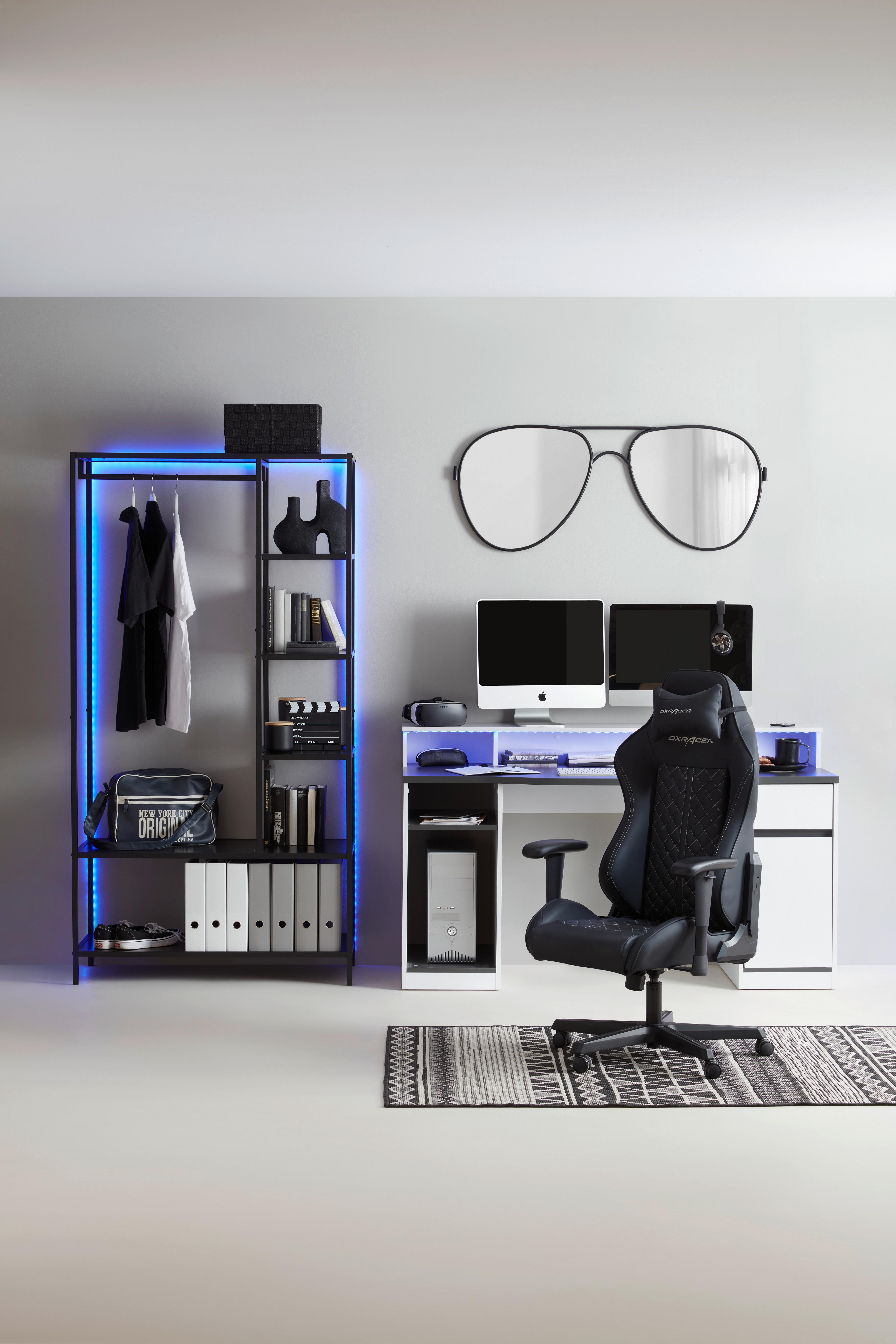 GAMINGBORD TOBI - vit/antracit, Modern, trämaterial (155/92/63cm) - Mömax