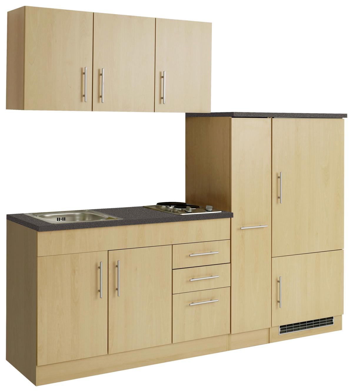 Küchenblock Toronto II m. Geräten Buche - Chromfarben/Buchefarben, MODERN, Holzwerkstoff/Metall (210cm) - Held