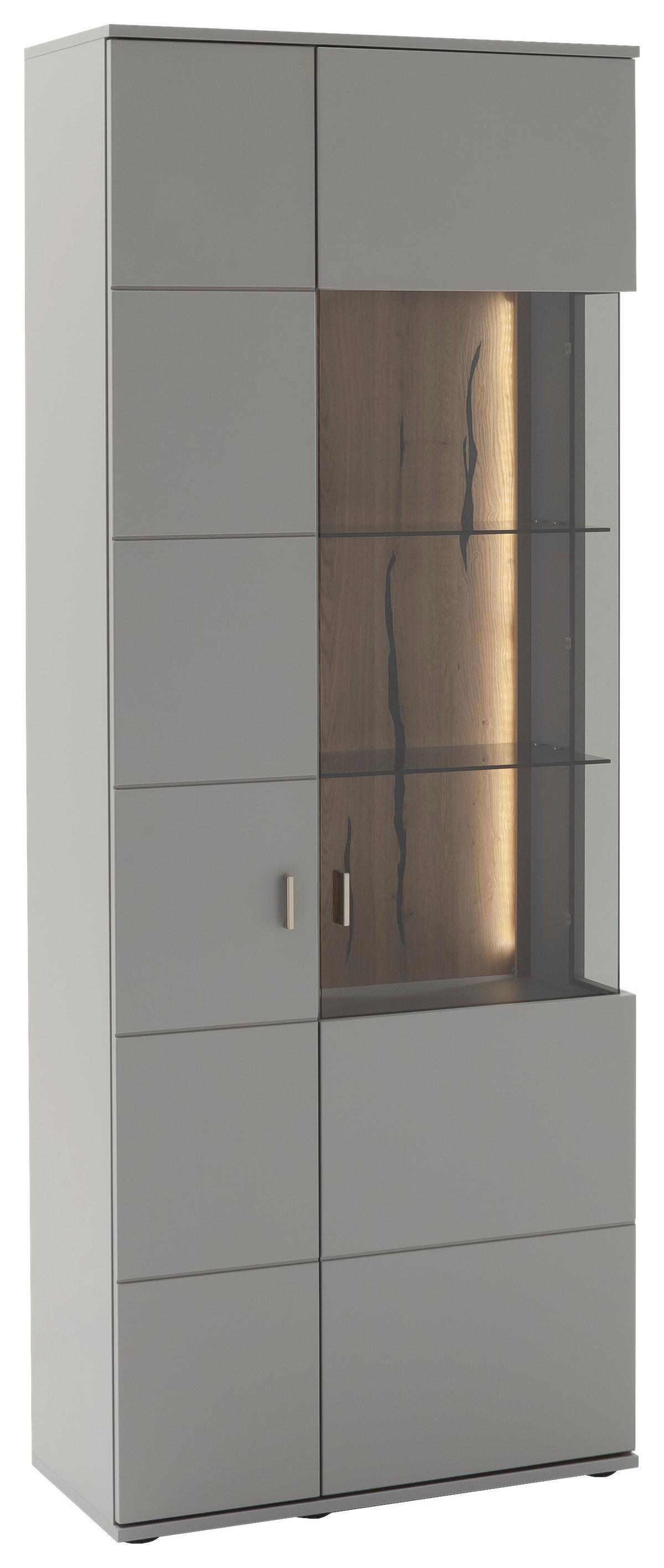 WITRYNA SEVILLA - kolor dębowy/czarny, Design, materiał drewnopochodny/tworzywo sztuczne (80/207/38cm) - MID.YOU
