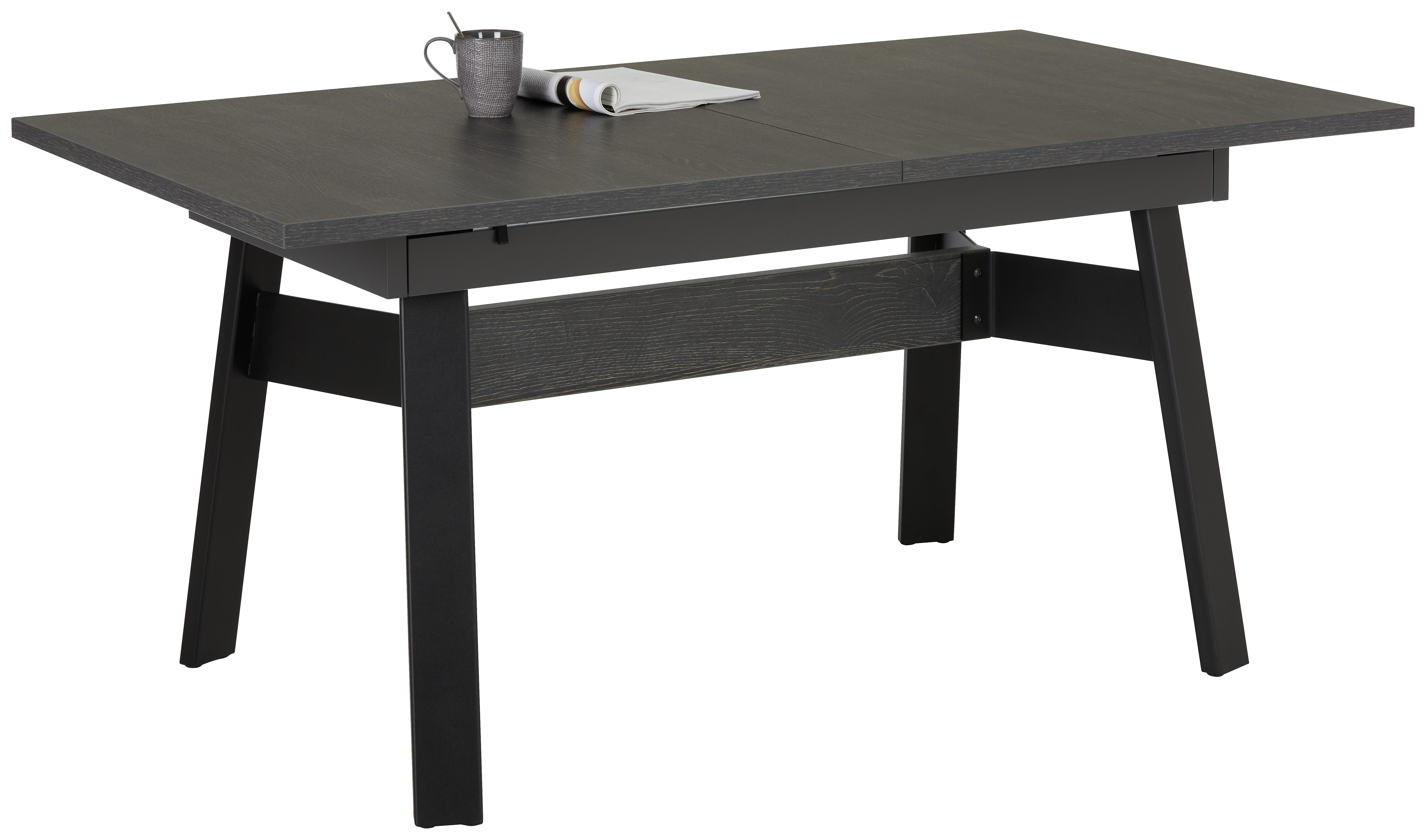 Ausziehtisch in Anthrazit/Schieferfarben - Schieferfarben/Anthrazit, MODERN, Holzwerkstoff/Metall (160-205/90/75cm) - Premium Living