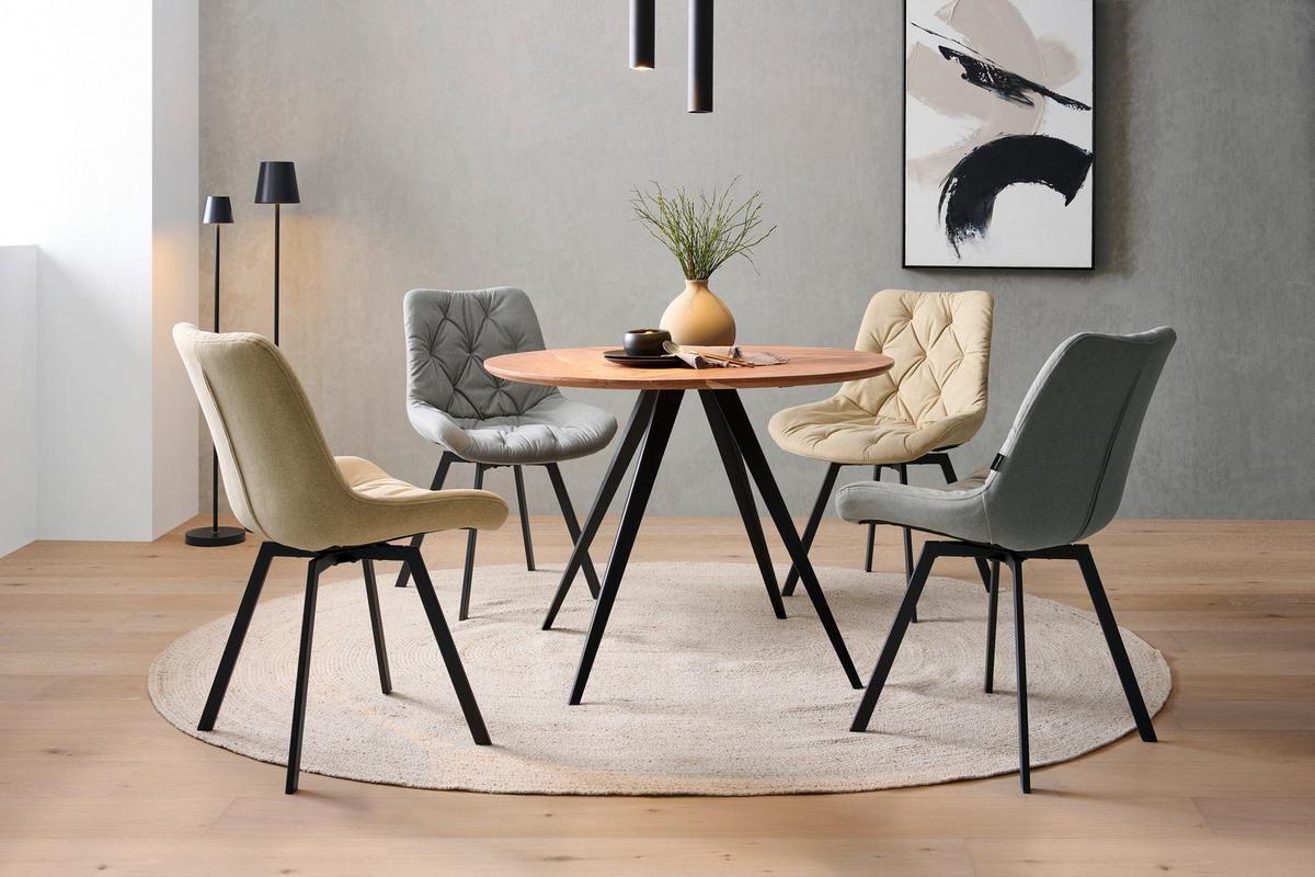 STÓŁ DO JADALNI OLAF -EXKLUSIV- - kolor akacjowy/czarny, Lifestyle, metal/drewno (100/100/76cm) - Landscape