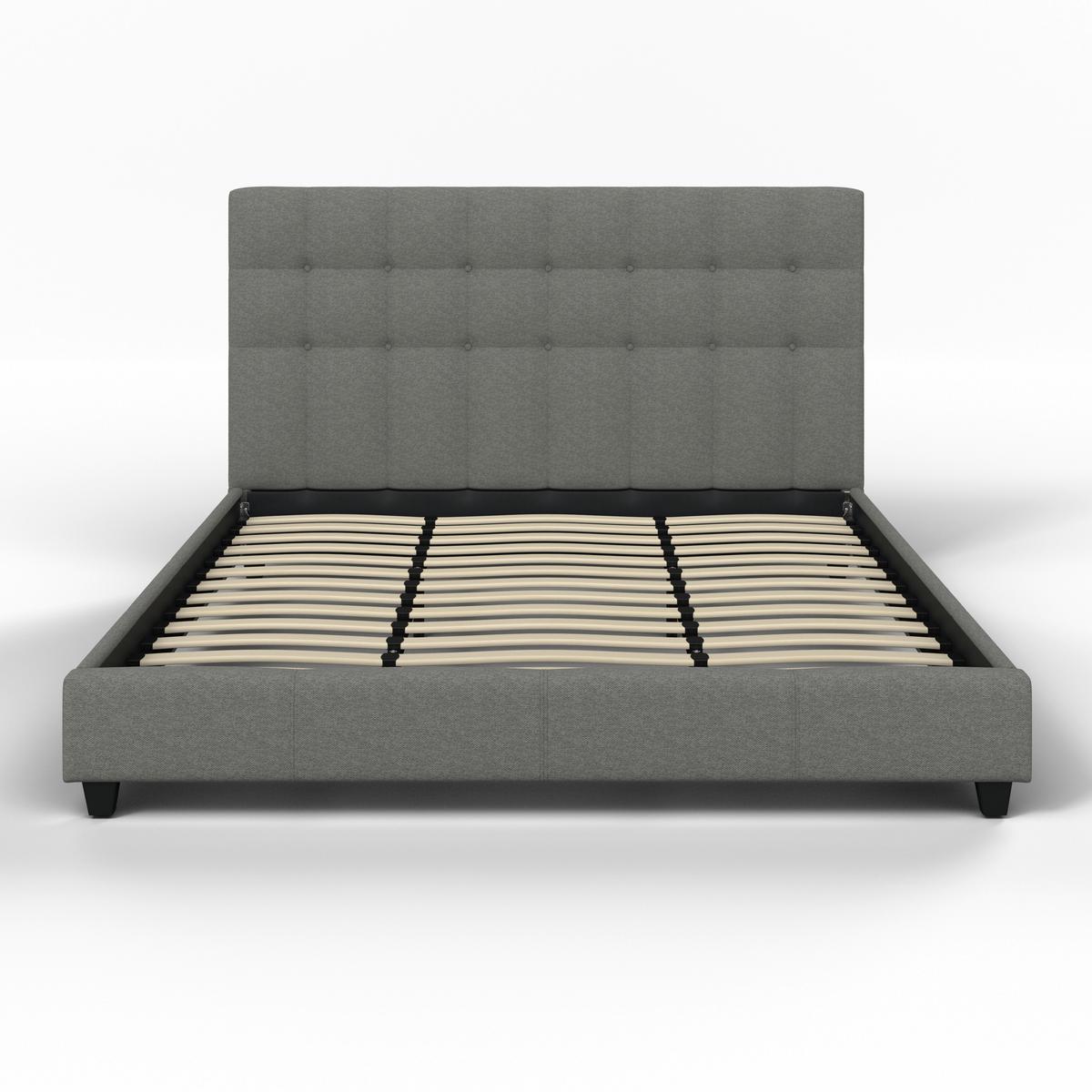 Kárpitozott Ágykeret Frecerico - világosszürke/fekete, Modern, faalapú anyag/textil (180/200cm) - Bessagi Home