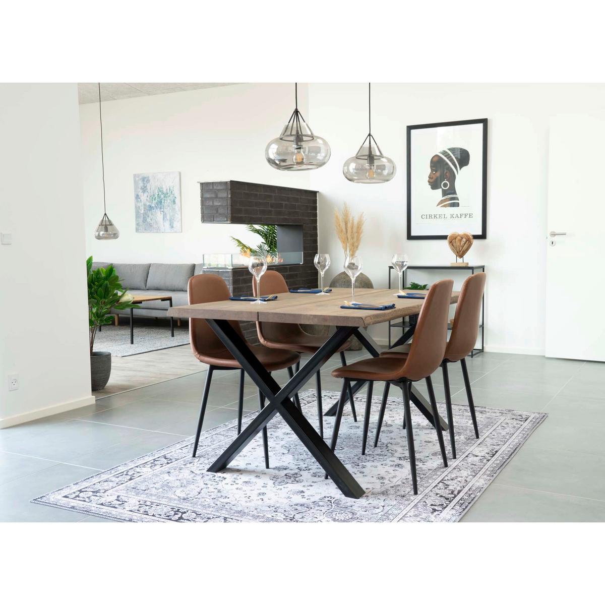 Stuhl-Set Stockholm 2er-Set Cognac/Schwarz - Cognac/Schwarz, MODERN, Textil/Metall (44/86/54cm) - MID.YOU