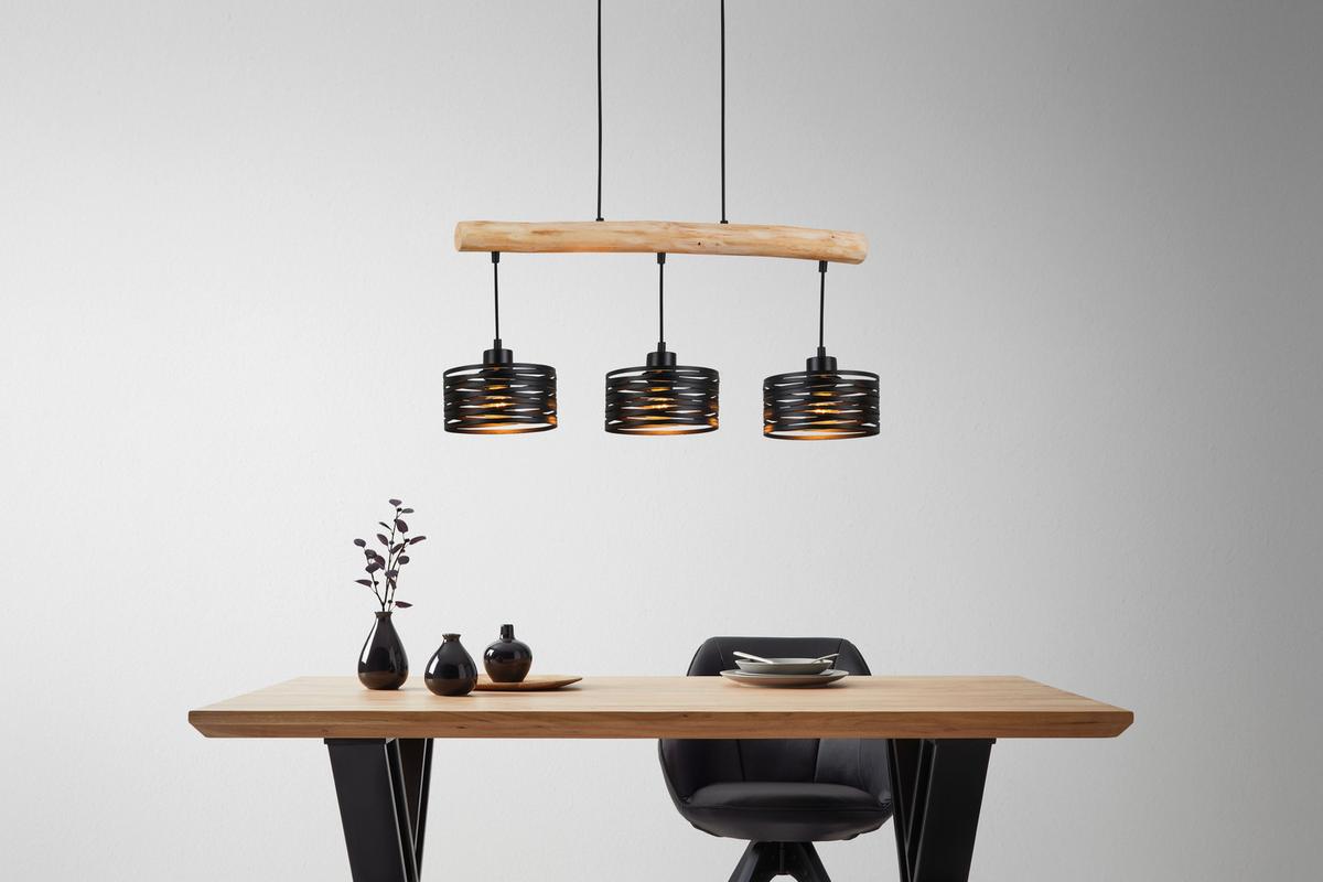 Hängeleuchte Guiseppe in Schwarz max. 40 Watt - LIFESTYLE, Holz/Metall (70/17/120cm) - Mömax