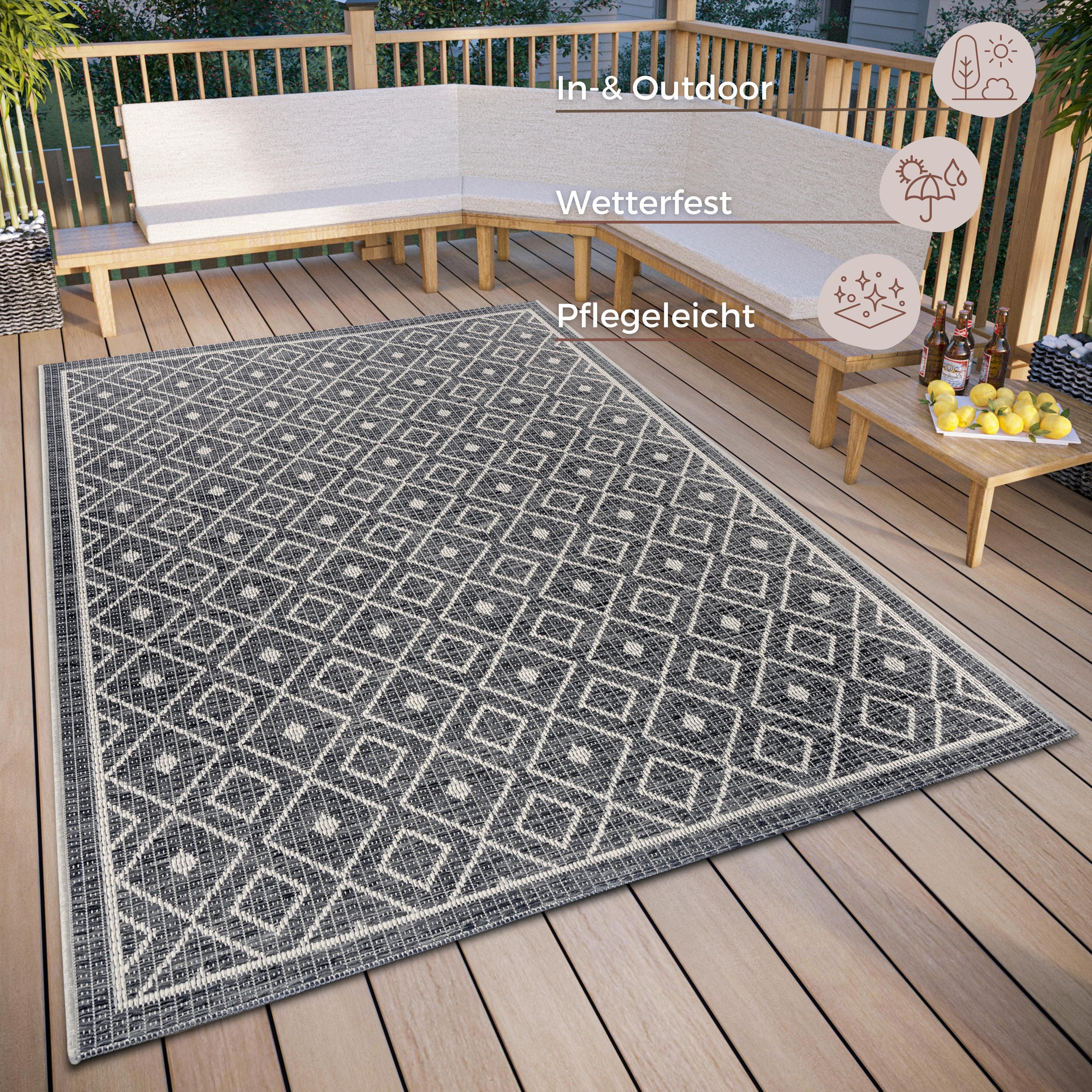 Outdoorteppich Lahal Grau/Beige ca. 76x150cm - Beige/Grau, Design, Kunststoff (76/150cm)