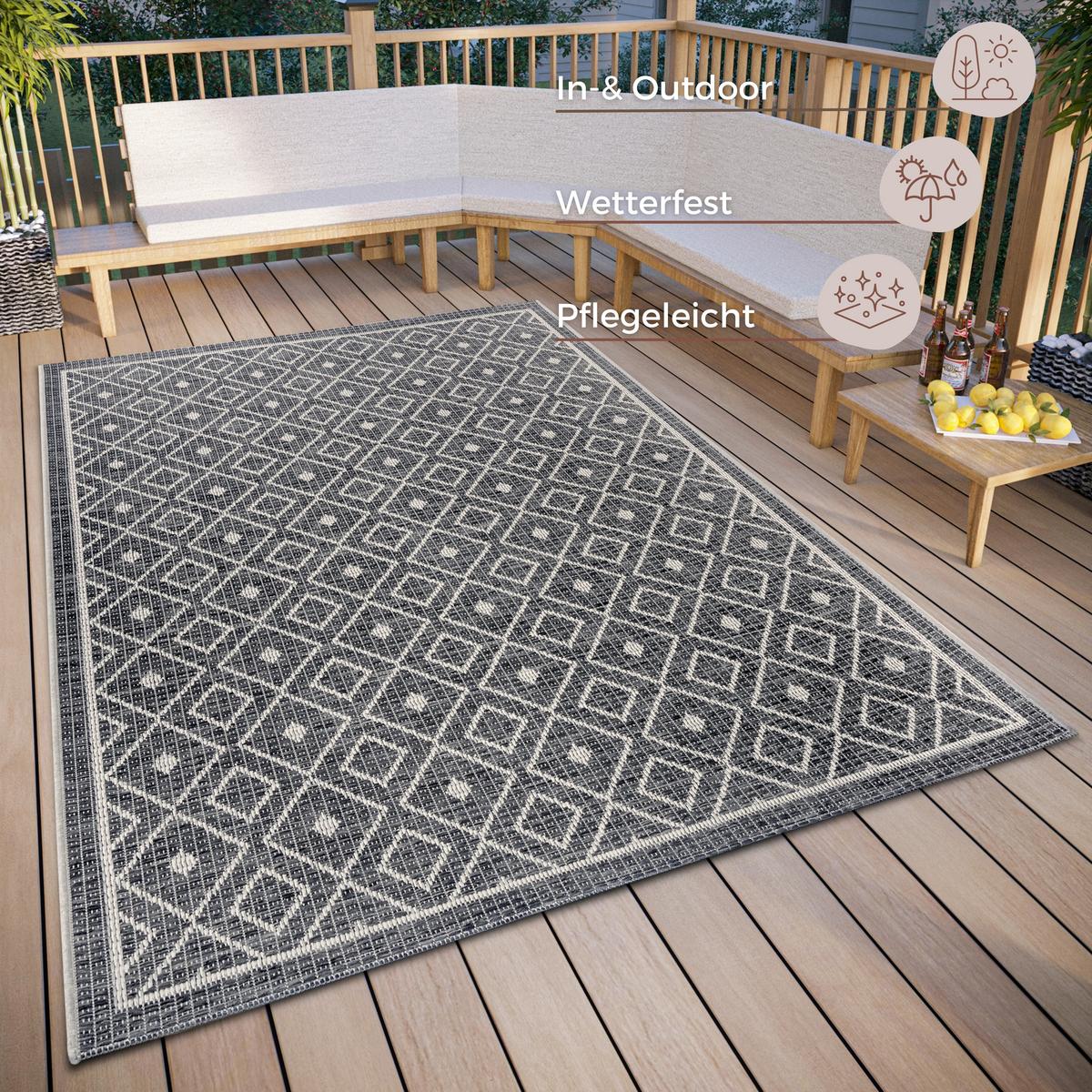 Outdoorteppich Lahal Grau/Beige ca. 155x235cm - Beige/Grau, Design, Kunststoff (155/235cm)