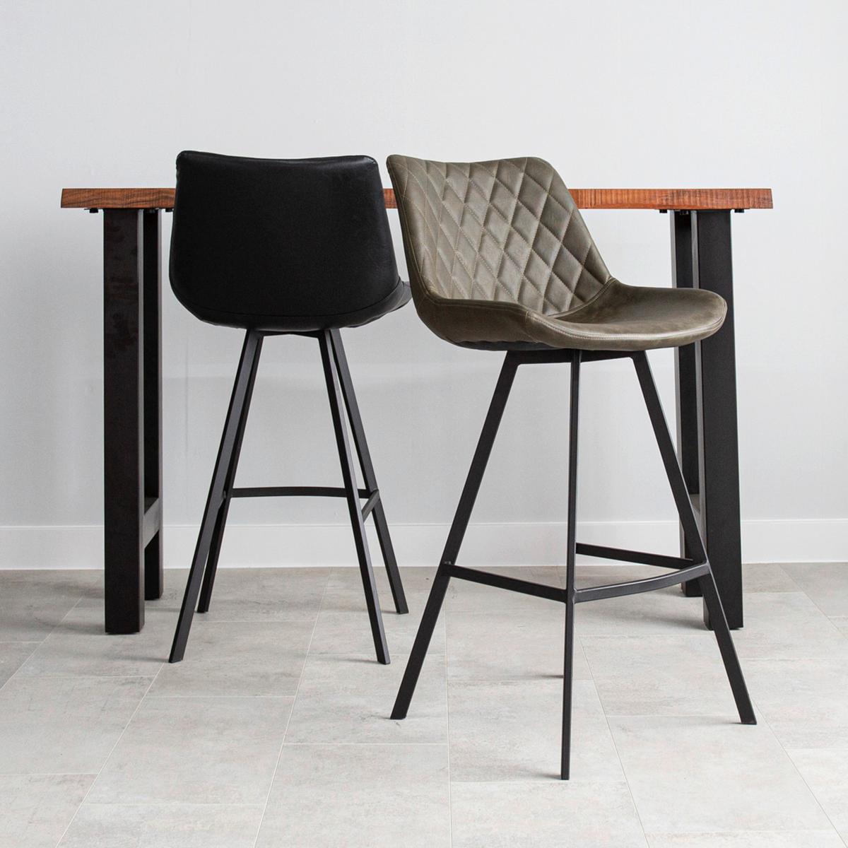 Barhocker-Set Bowie 2er-Set ca. 50x102 cm Grün - Schwarz/Grün, KONVENTIONELL, Textil/Metall (50/102/55cm) - MID.YOU