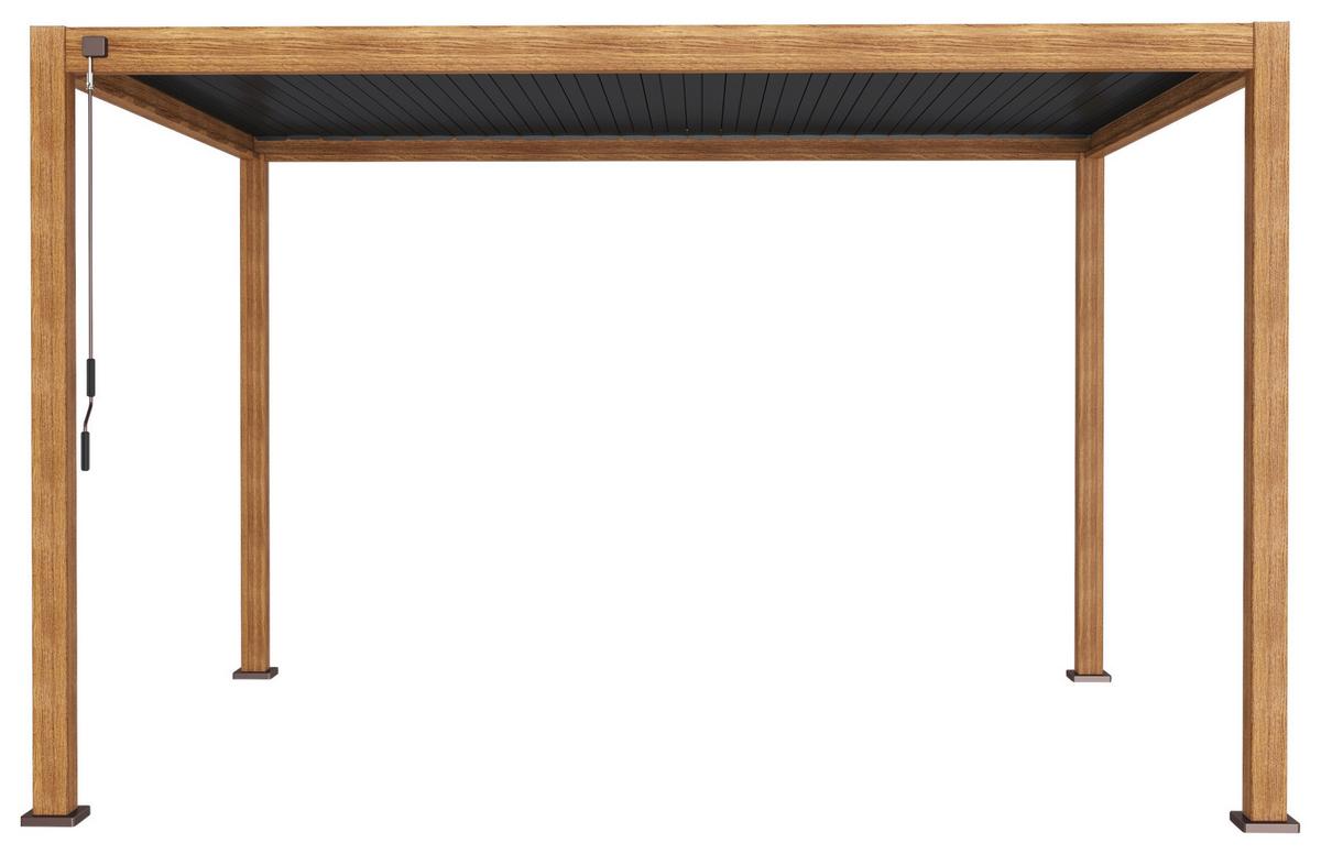 Pergola Mirador Deluxe ca. 400x300 cm Alu Holzoptik - Anthrazit, MODERN, Metall (400/250/300cm) - Gardenson