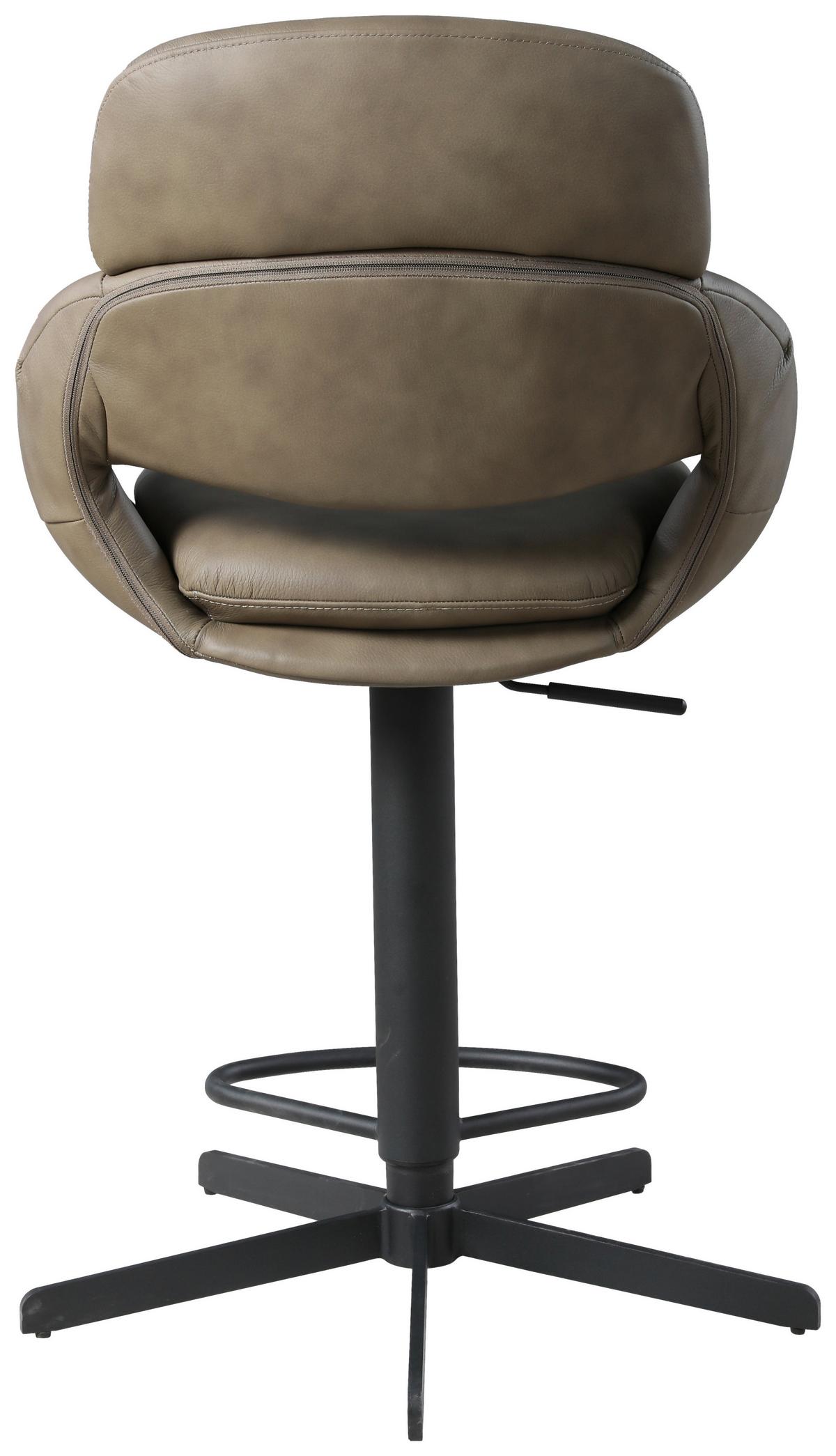 STOŁEK BAROWY VICTORIA - czarny/taupe, Design, skóra/metal (55/105/56cm) - Emilio Belluti