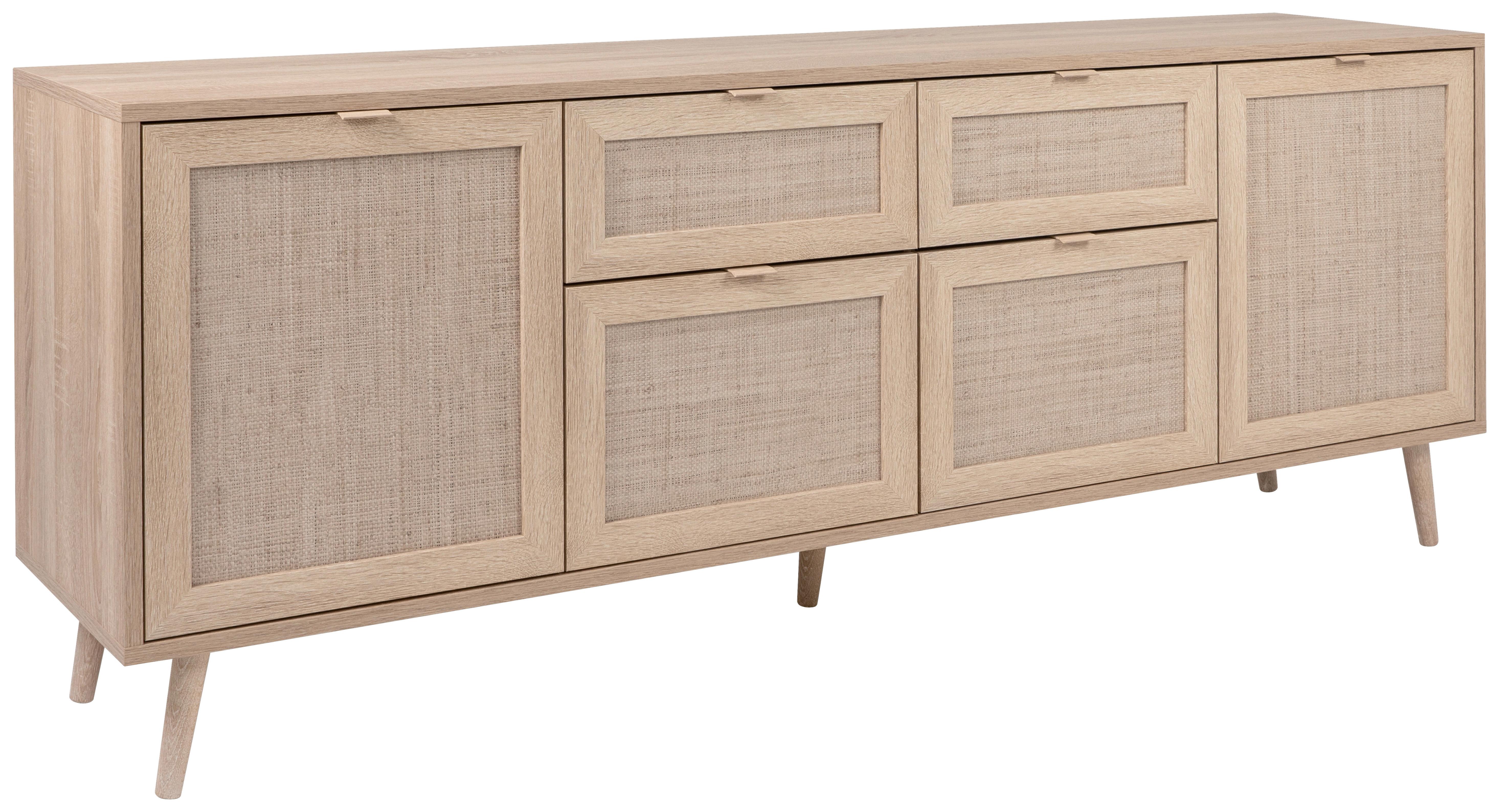 KOMODA SZEROKA BALI - kolor dębu sonoma, Natur, materiał drewnopochodny/tworzywo sztuczne (180/71/40cm) - MID.YOU