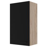 Kuhinjska Zgornja Omarica Capri, Črna, Hrast - črna/barve hrasta, Konvencionalno, kovina/leseni material (50/89/32cm) - FlexWell