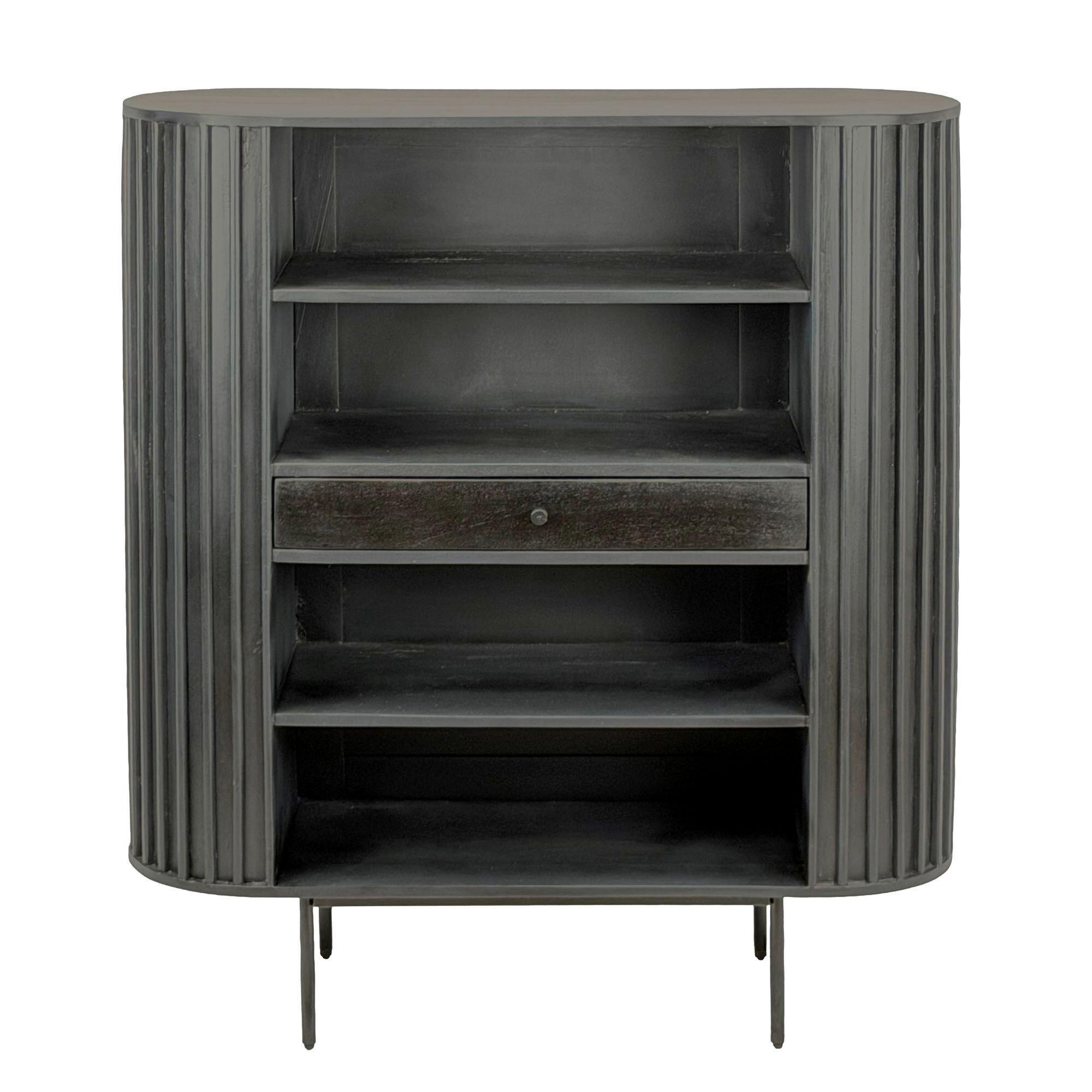 Regal Wl7.013 - Schwarz, Design, Holz/Metall (105/122/40cm) - Livetastic