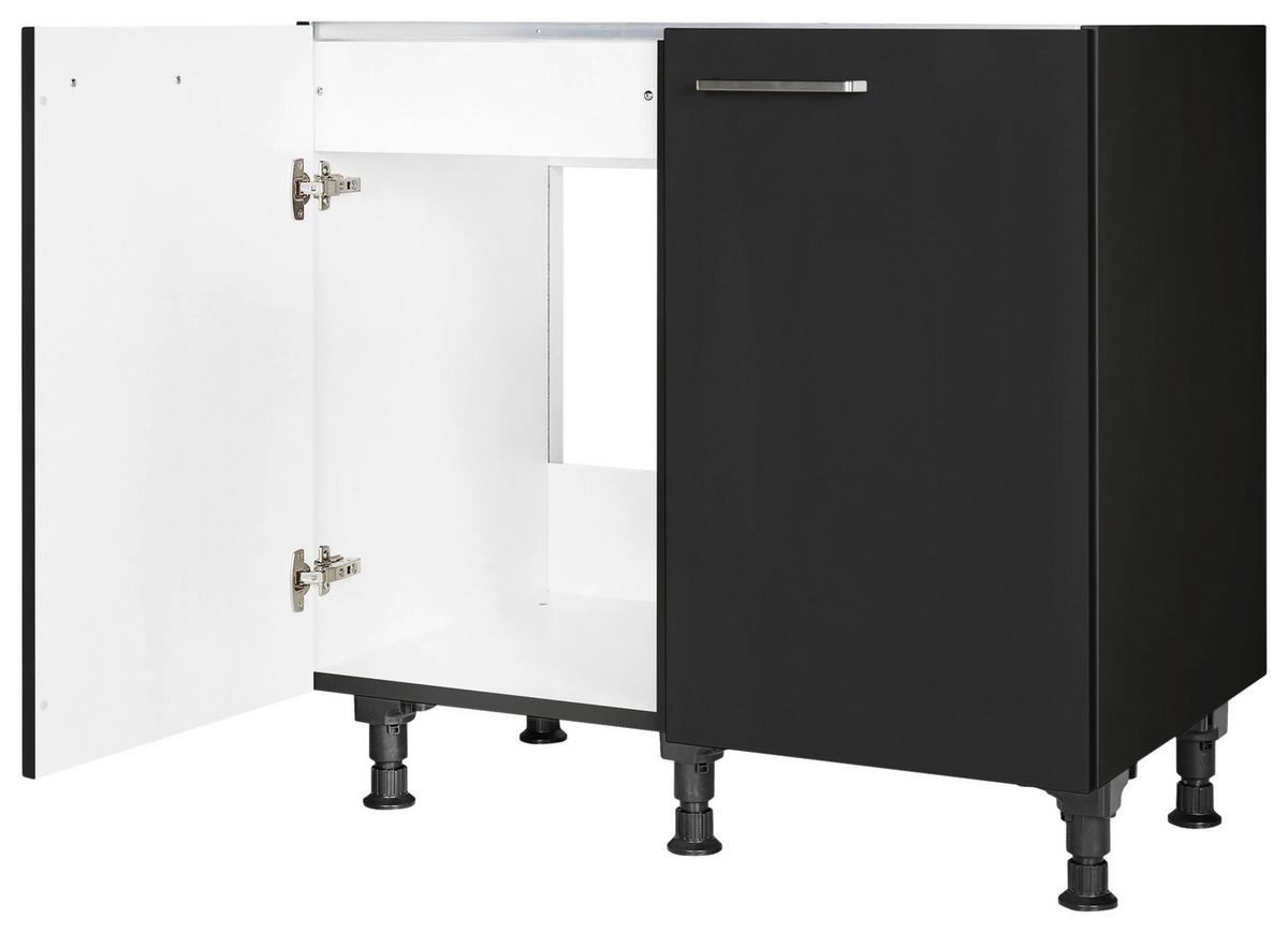 Spülenunterschrank Touch Schwarz - Edelstahlfarben/Schwarz, MODERN, Holzwerkstoff/Metall (90/87/56cm) - Nobilia